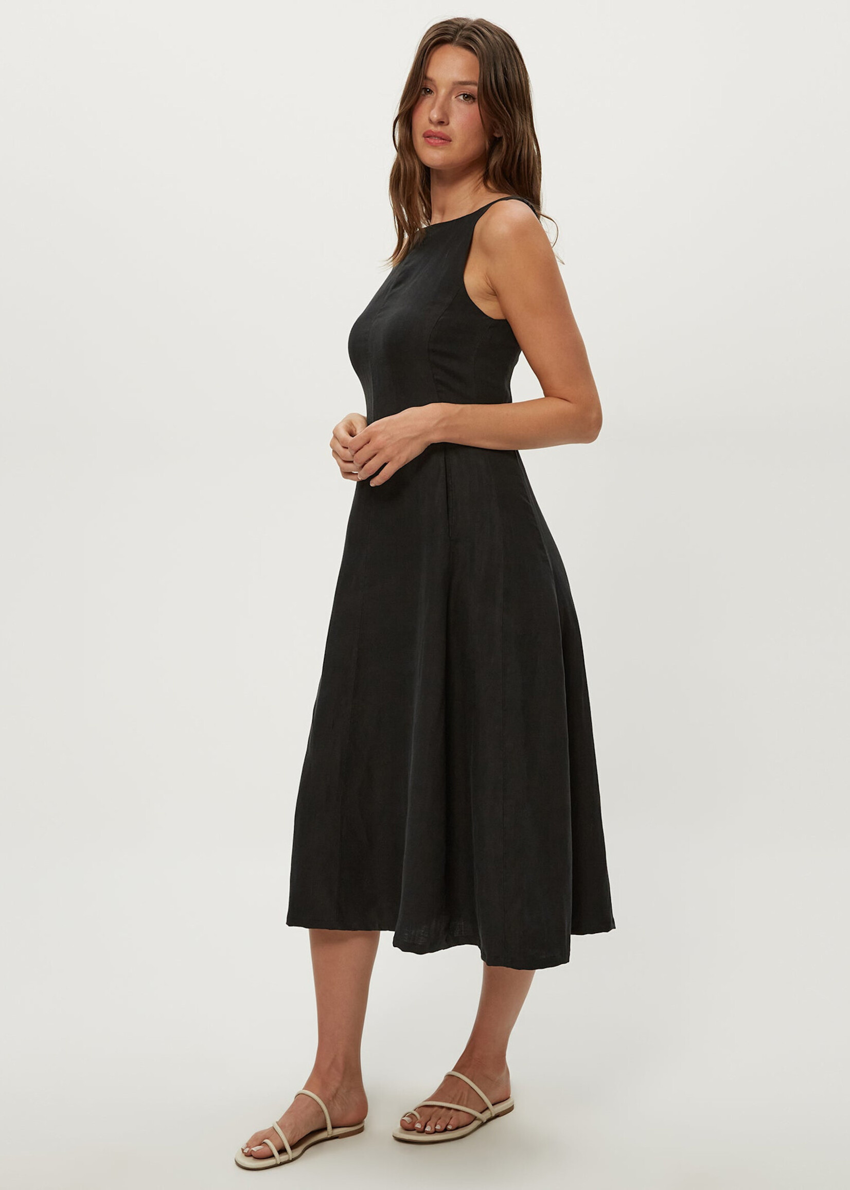 Michael Stars Palmira Fit & Flare Midi Dress Black