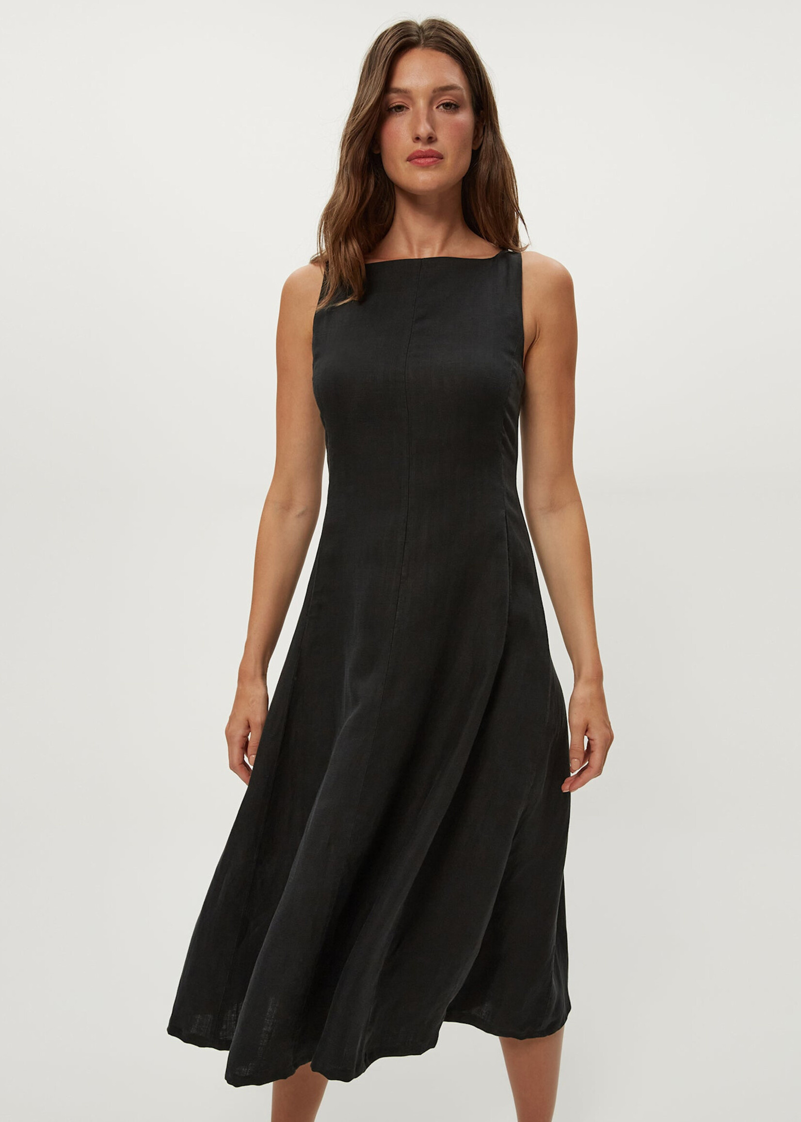 Michael Stars Palmira Fit & Flare Midi Dress Black