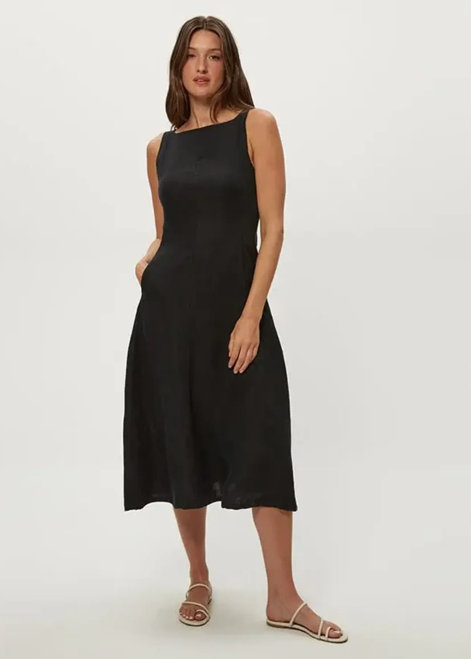 Michael Stars Palmira Fit & Flare Midi Dress Black