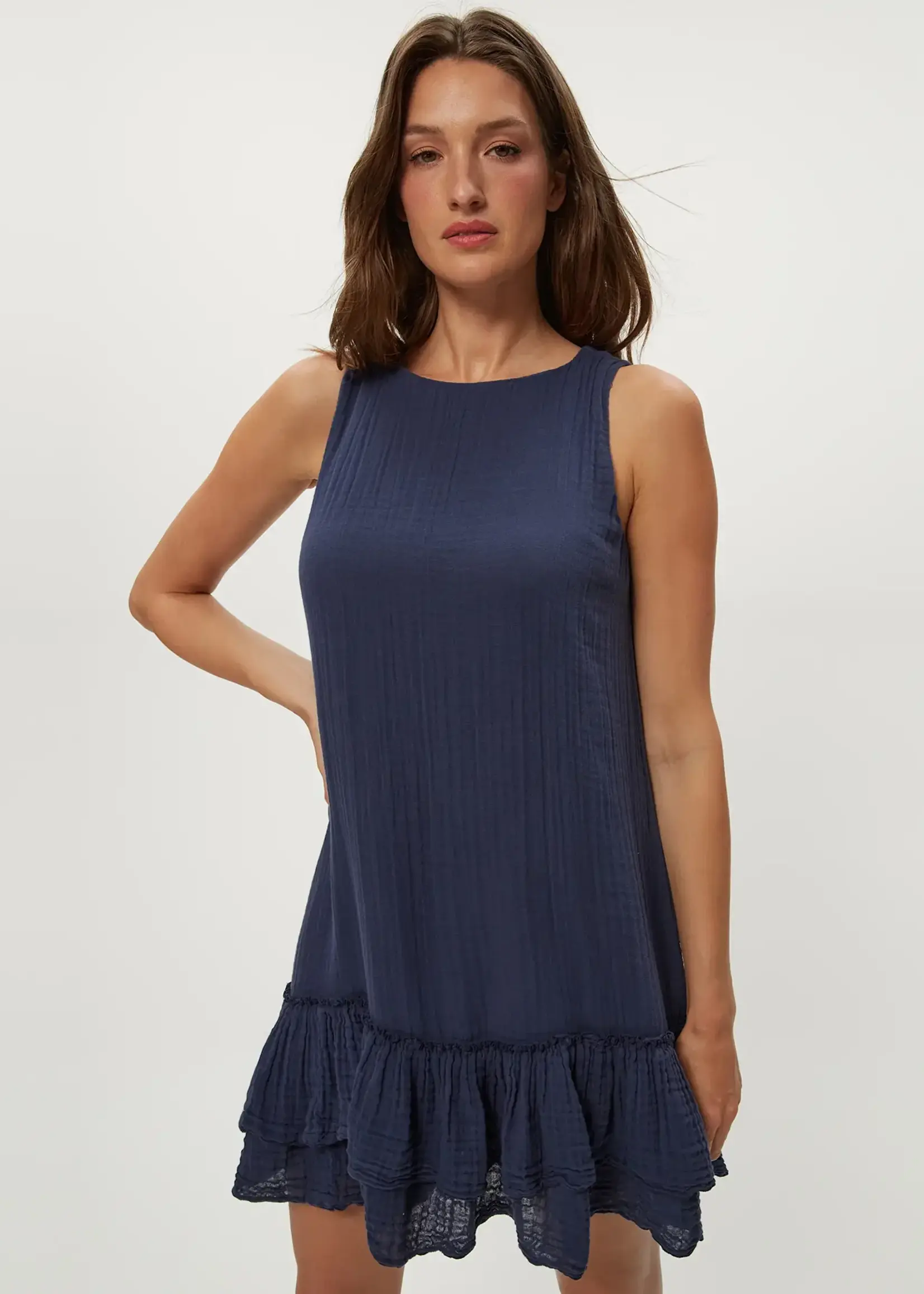 Michael Stars Dhaliah Ruffle Mini Dress Gauze