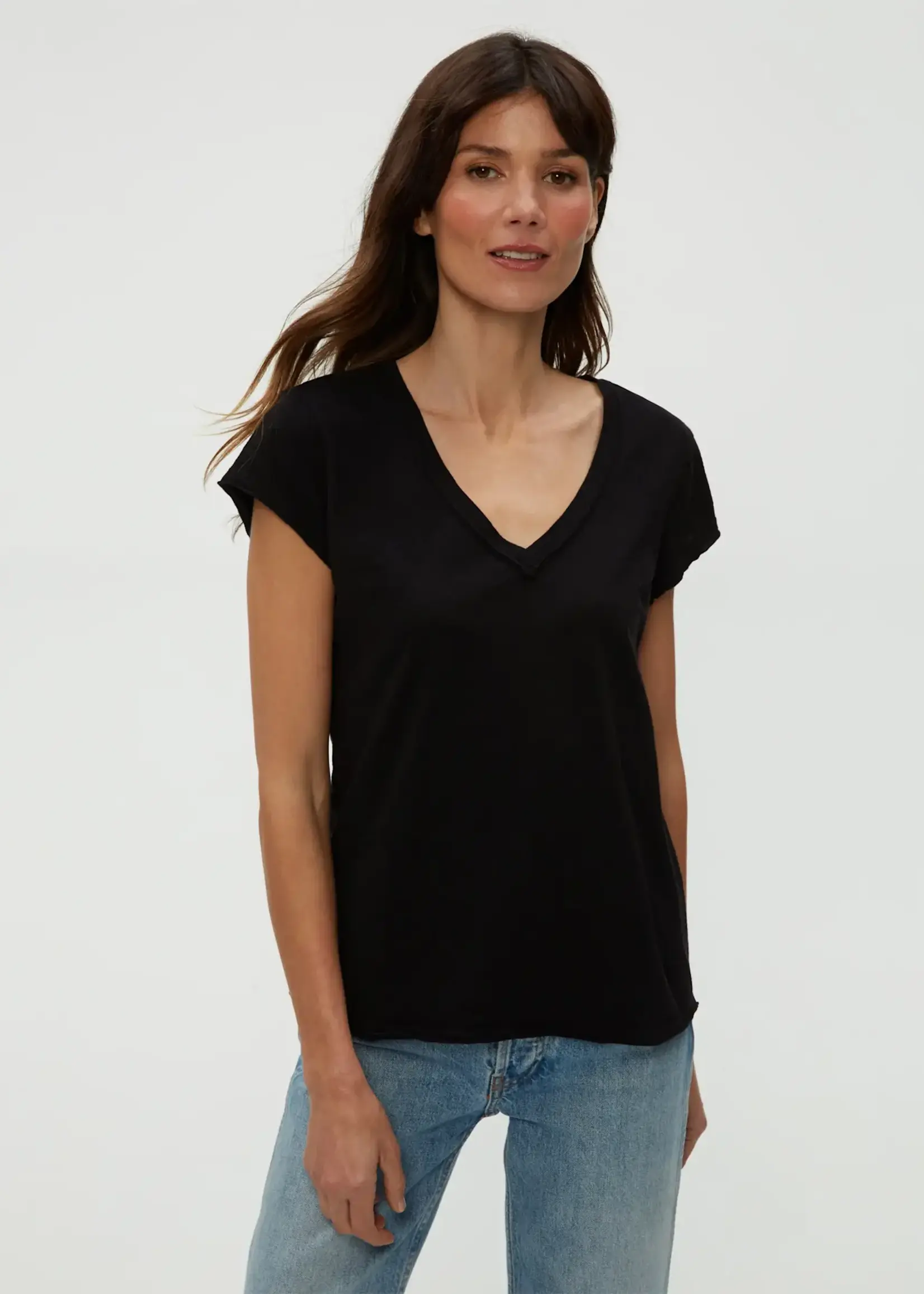 Michael Stars Baxter V Neck Raw Edge Tee