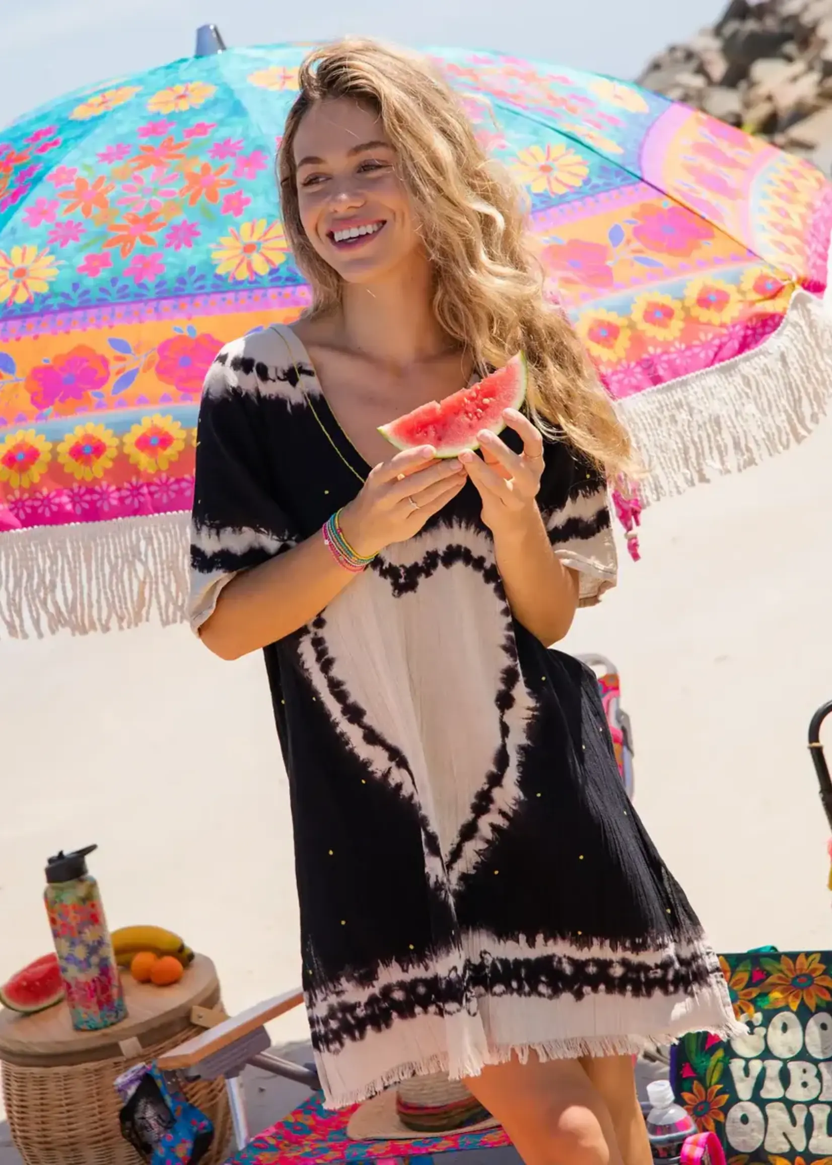 Sayulita Kaftan Cover-Up Black