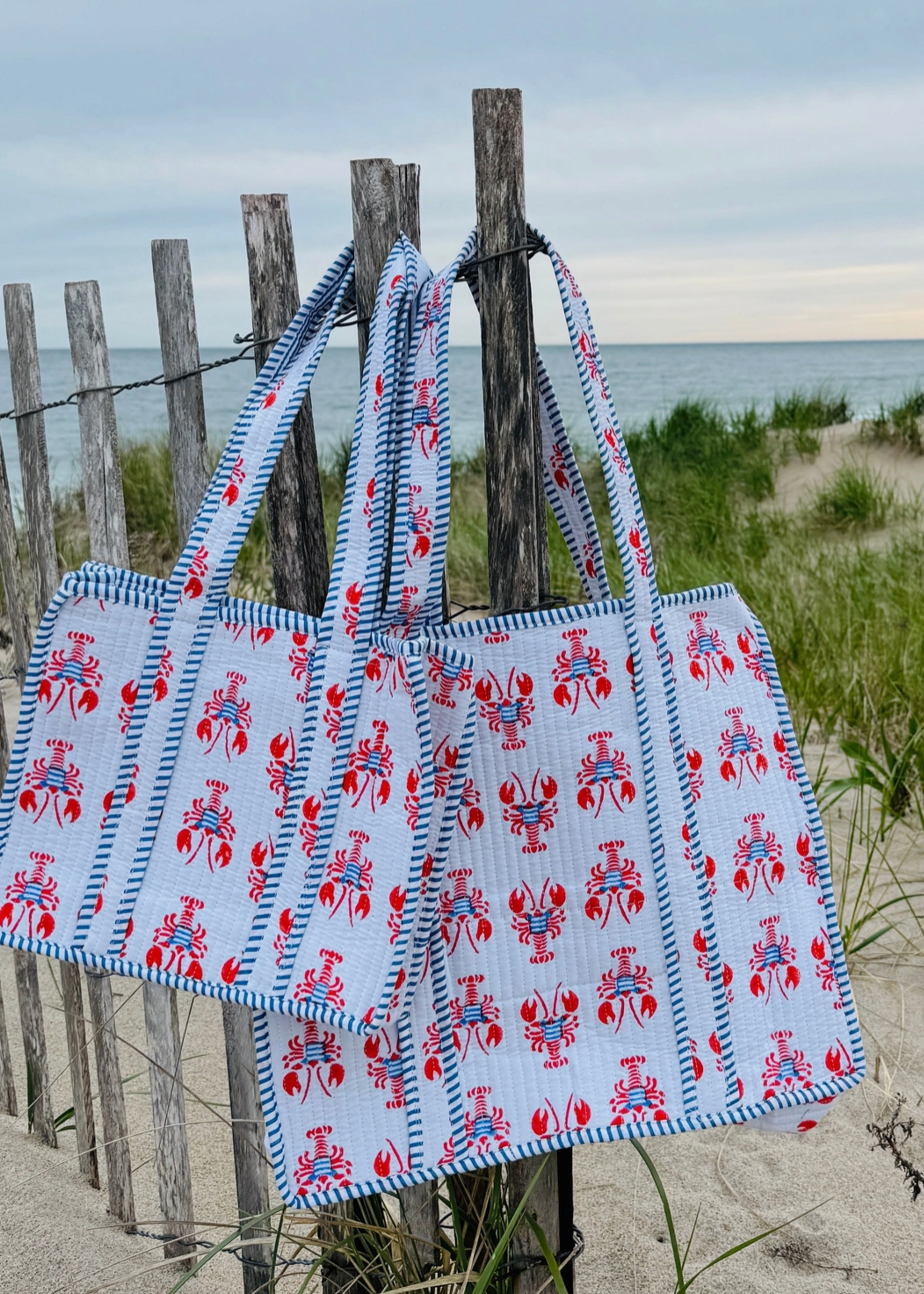 Pink Pineapple Quilted Tote Red Lobster