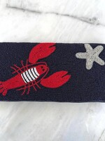 Pink Pineapple Lobster Star Beaded Clutch