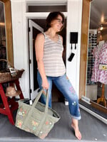 Wooden Ships Willow Striped Tank Cotton Khaki/Breaker White
