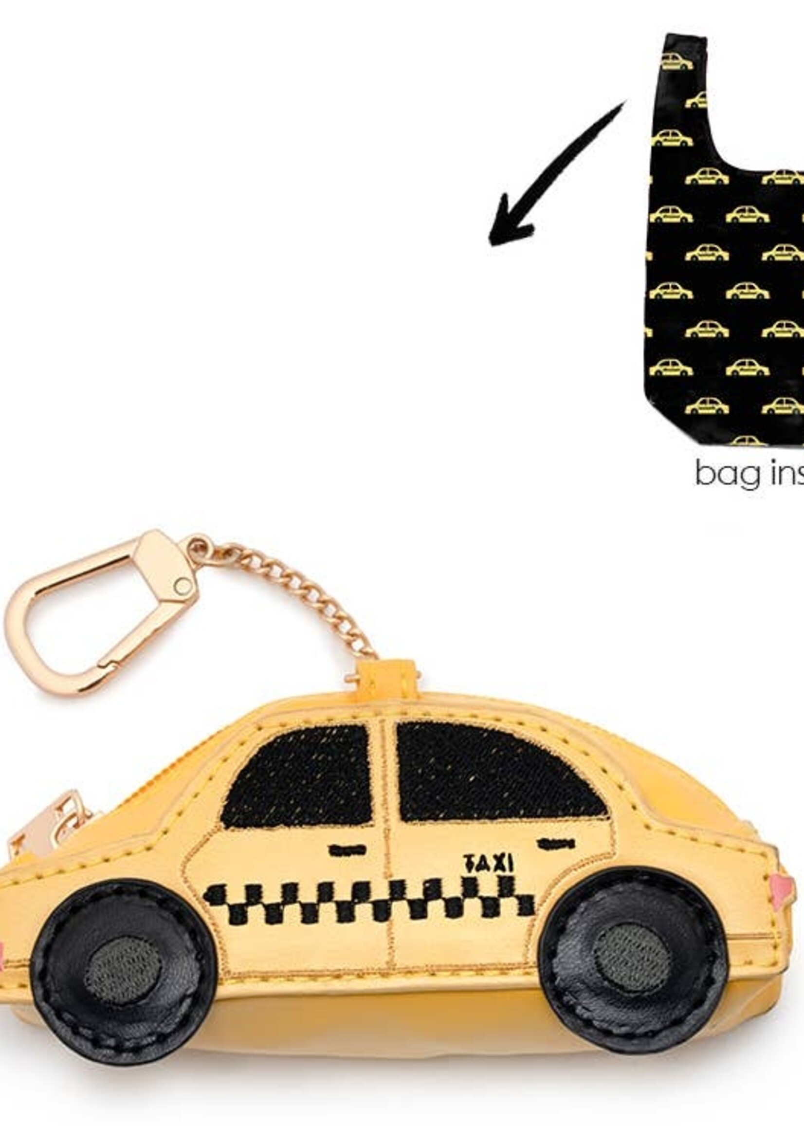 2-in-1 Bag Charm & Reusable Shopper Bag Taxicab
