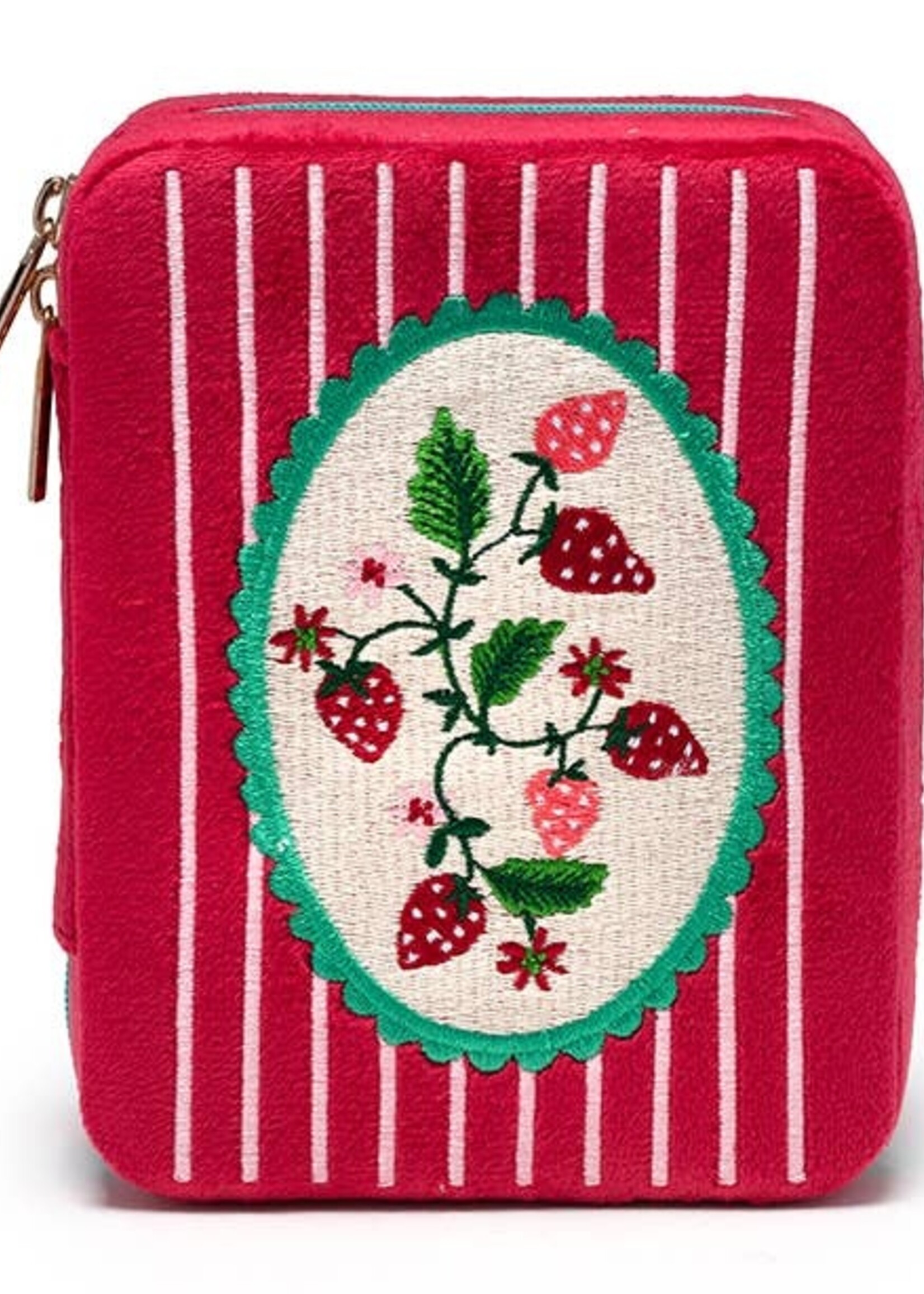 Velvet Jewelry Zip Case / Organizer - Strawberry Season