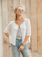 Wooden Ships Calliope S/S Cardi Cotton White