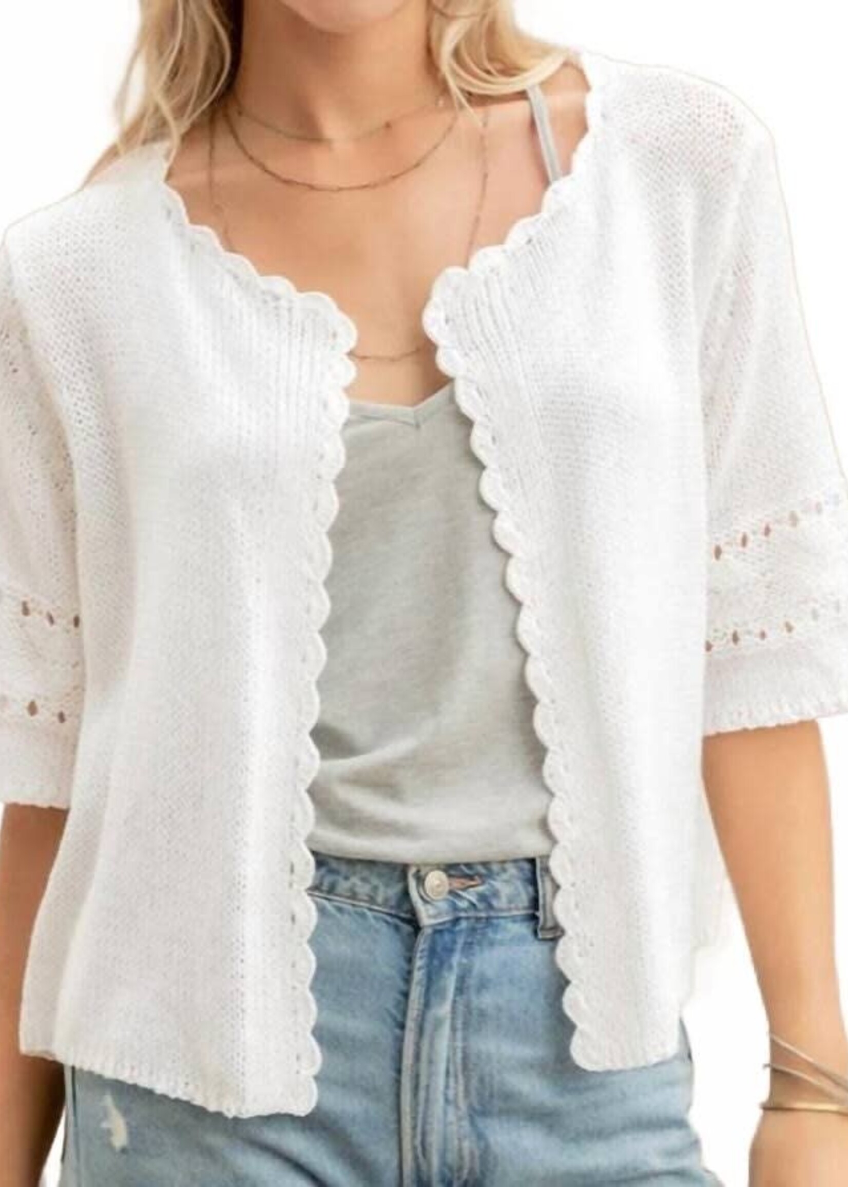 Wooden Ships Calliope S/S Cardi Cotton White