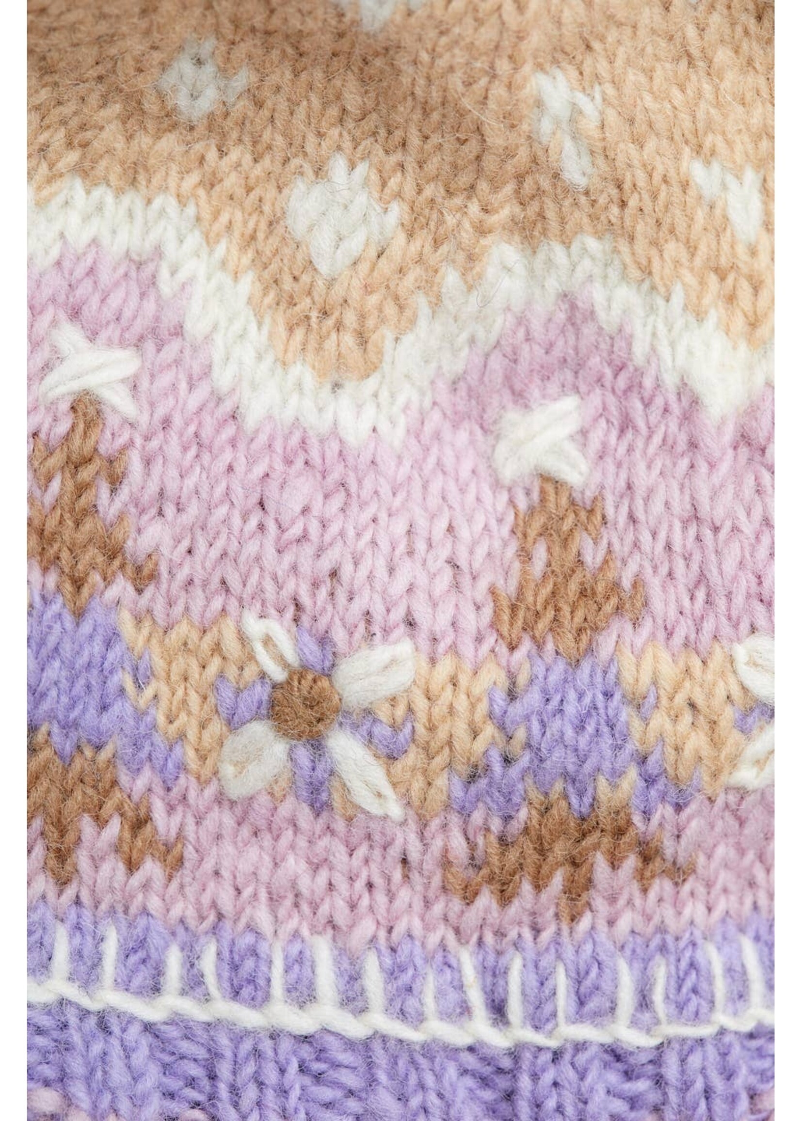 By Many Hands Alpine Villa Lavender Embroidered Knit Convertible Mittens