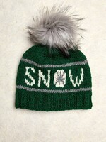 By Many Hands Beanie Snow Evergreen Pom