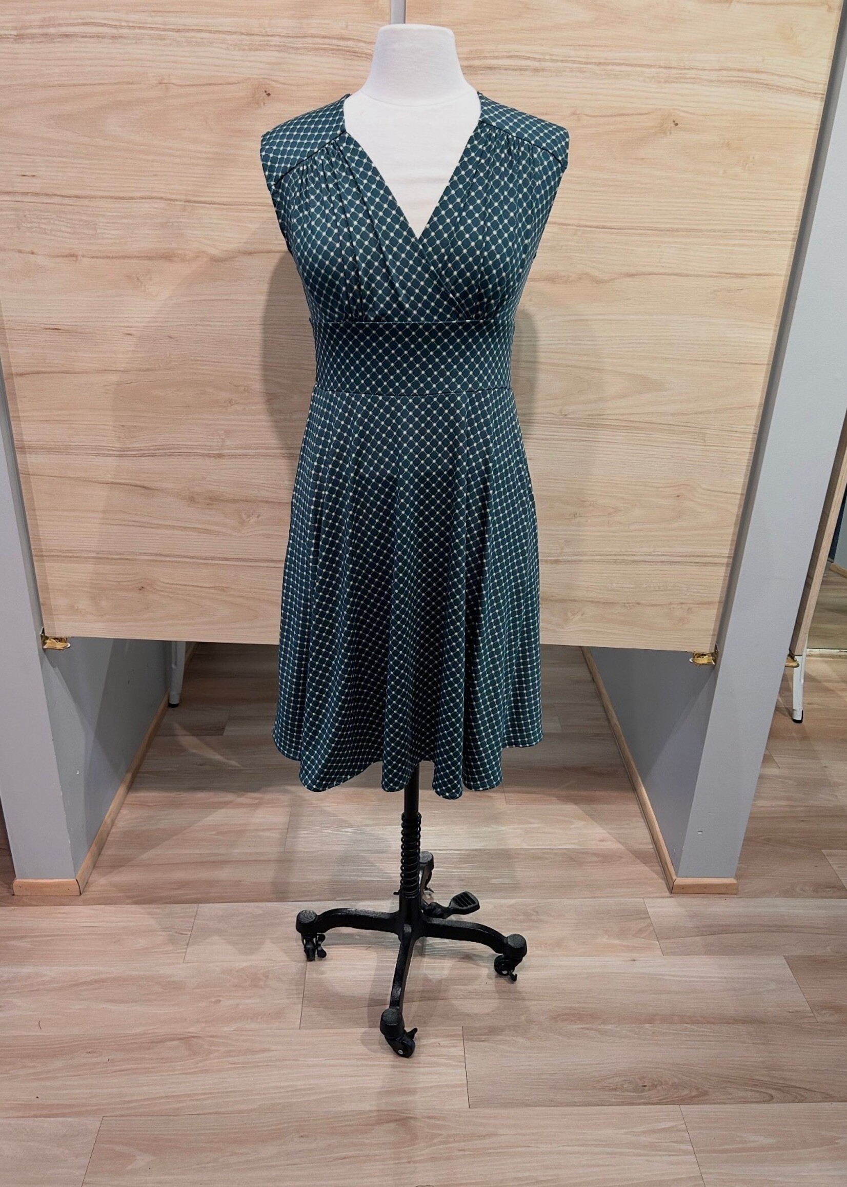 Karina Dresses Nora Dress - Forest Green Cross Dots