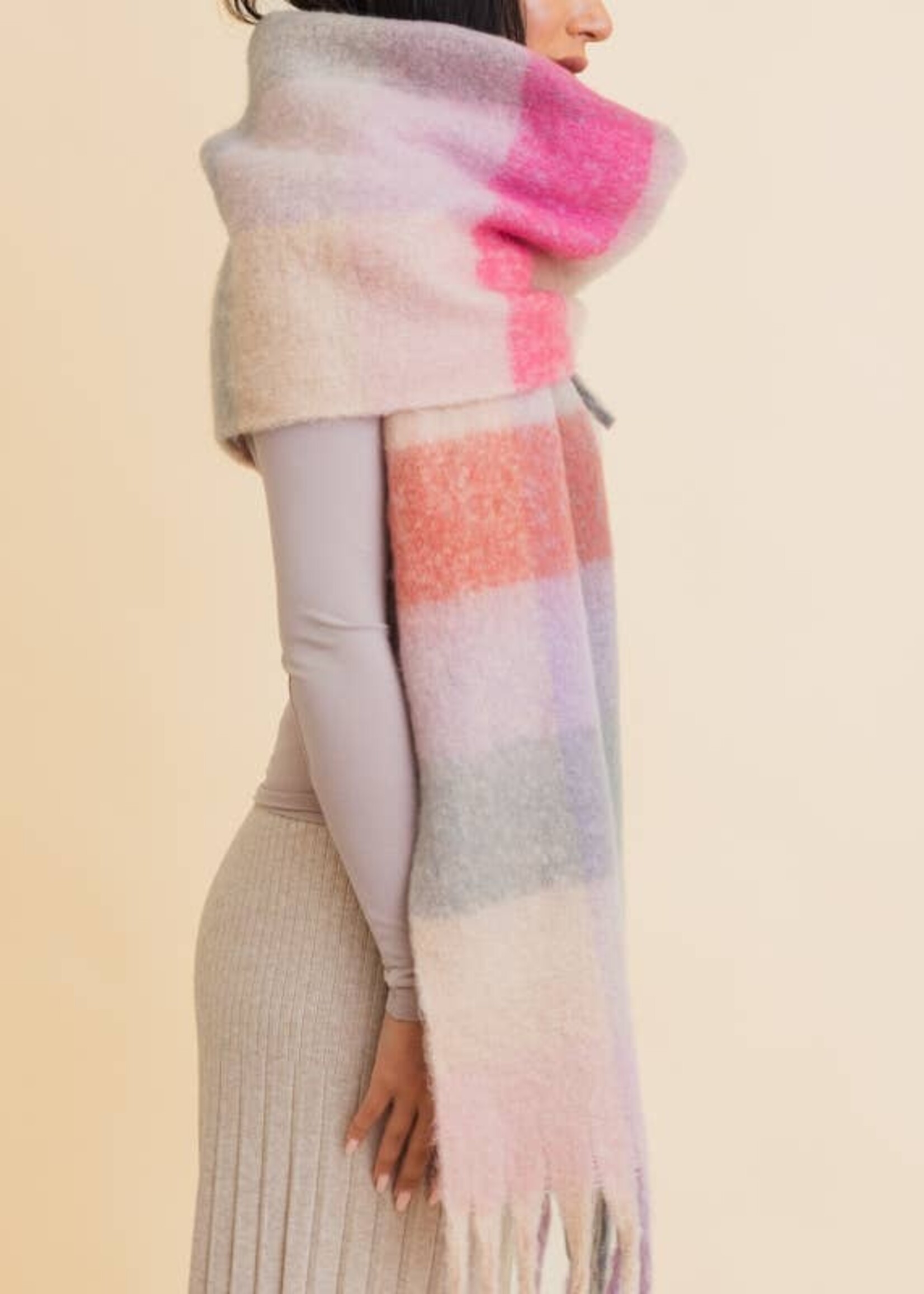 Leto Accessories Cozy Breeze Oversized Fringe Scarf