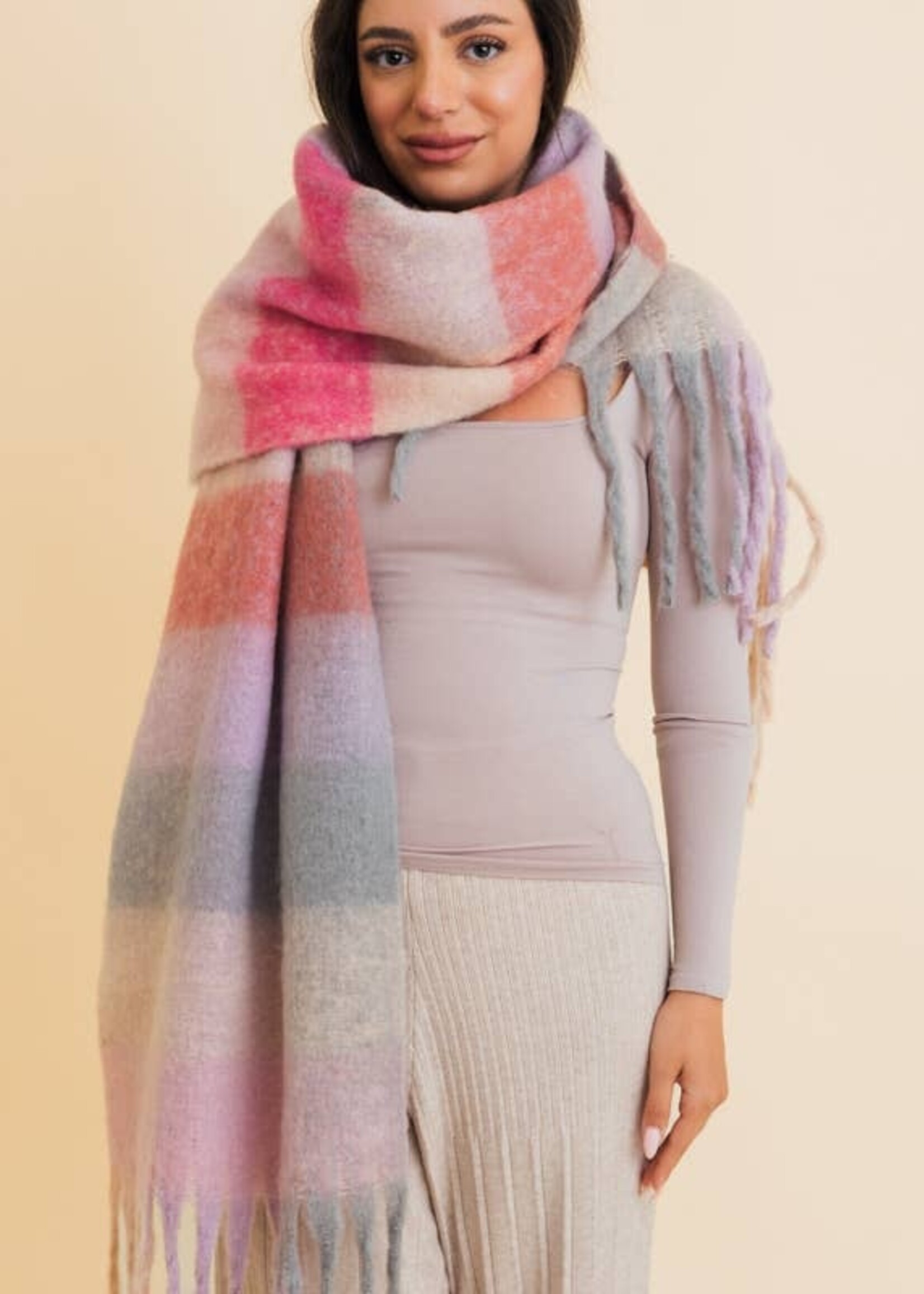 Leto Accessories Cozy Breeze Oversized Fringe Scarf