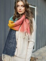 Leto Accessories Winter Color Block Faux Mohair Scarf