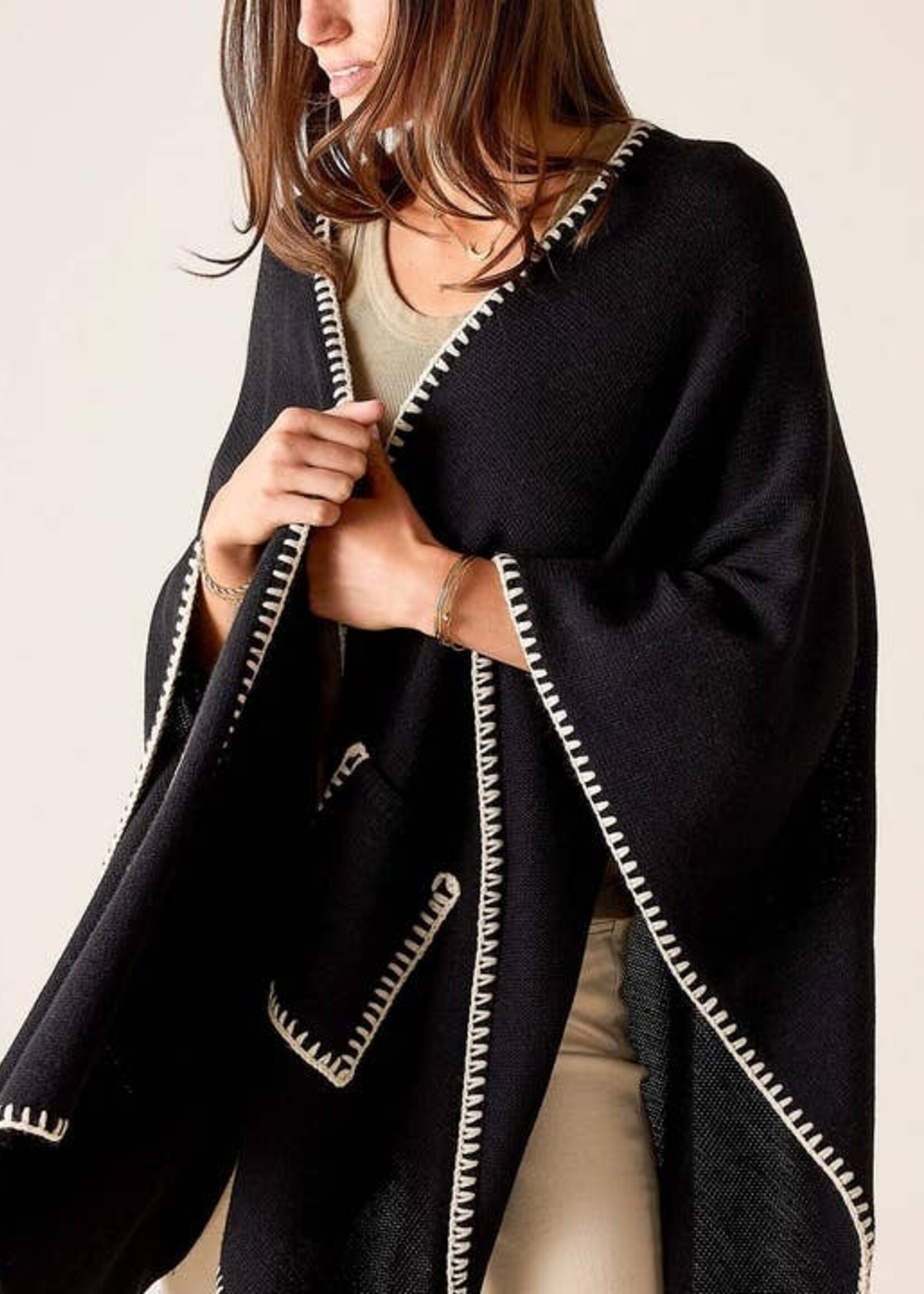 Mersea Whipstitch Travel Wrap - Black/Cream