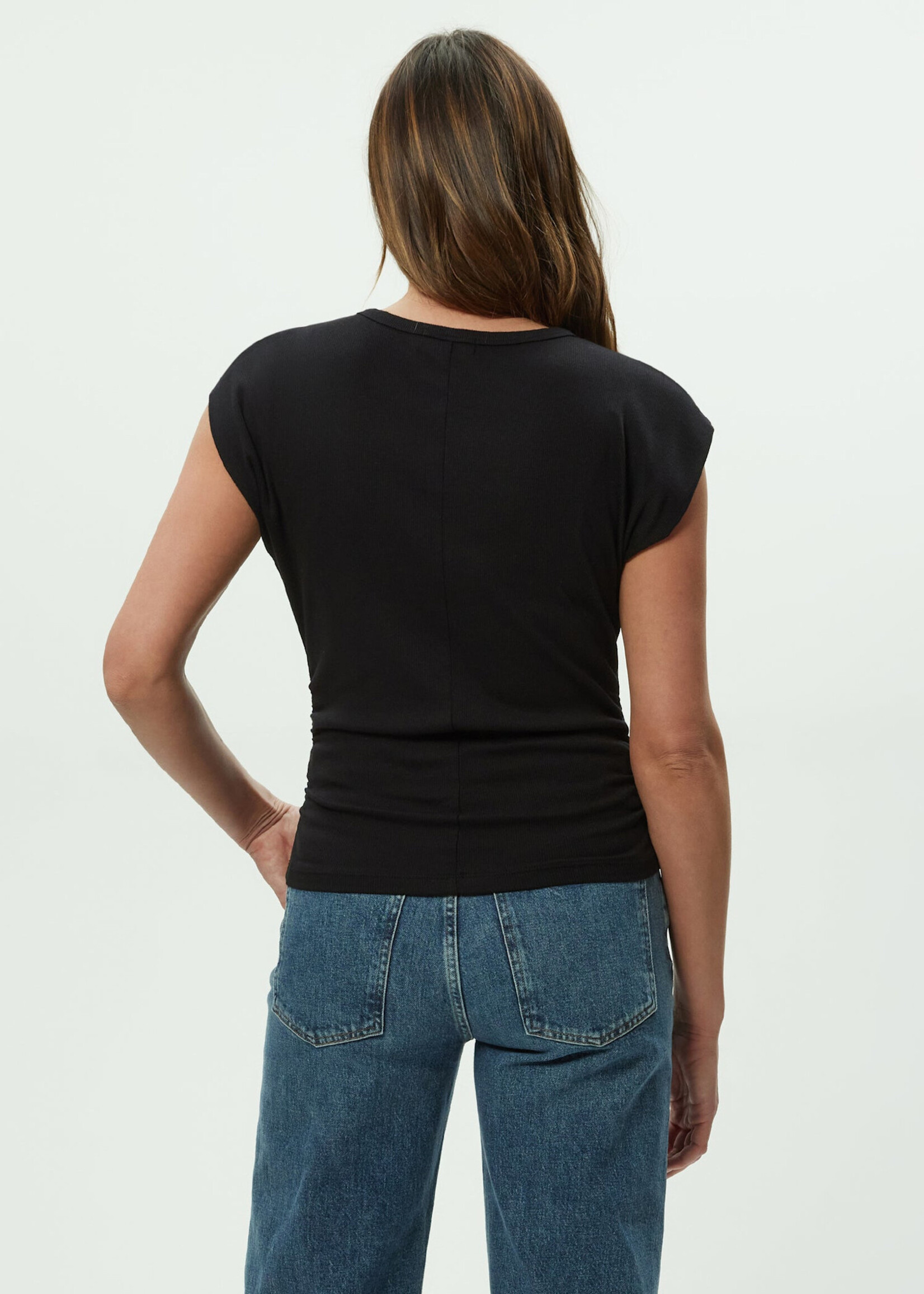 Michael Stars Joni Crew Neck Power Shoulder Top