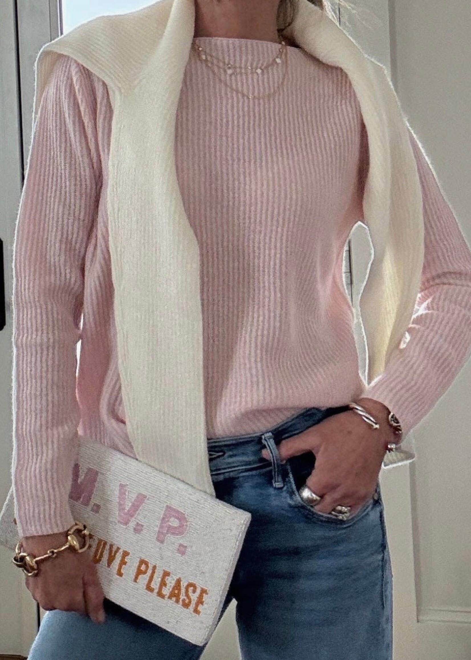 Pink Pineapple Mariner 100% Cashmere Boatneck Sweater