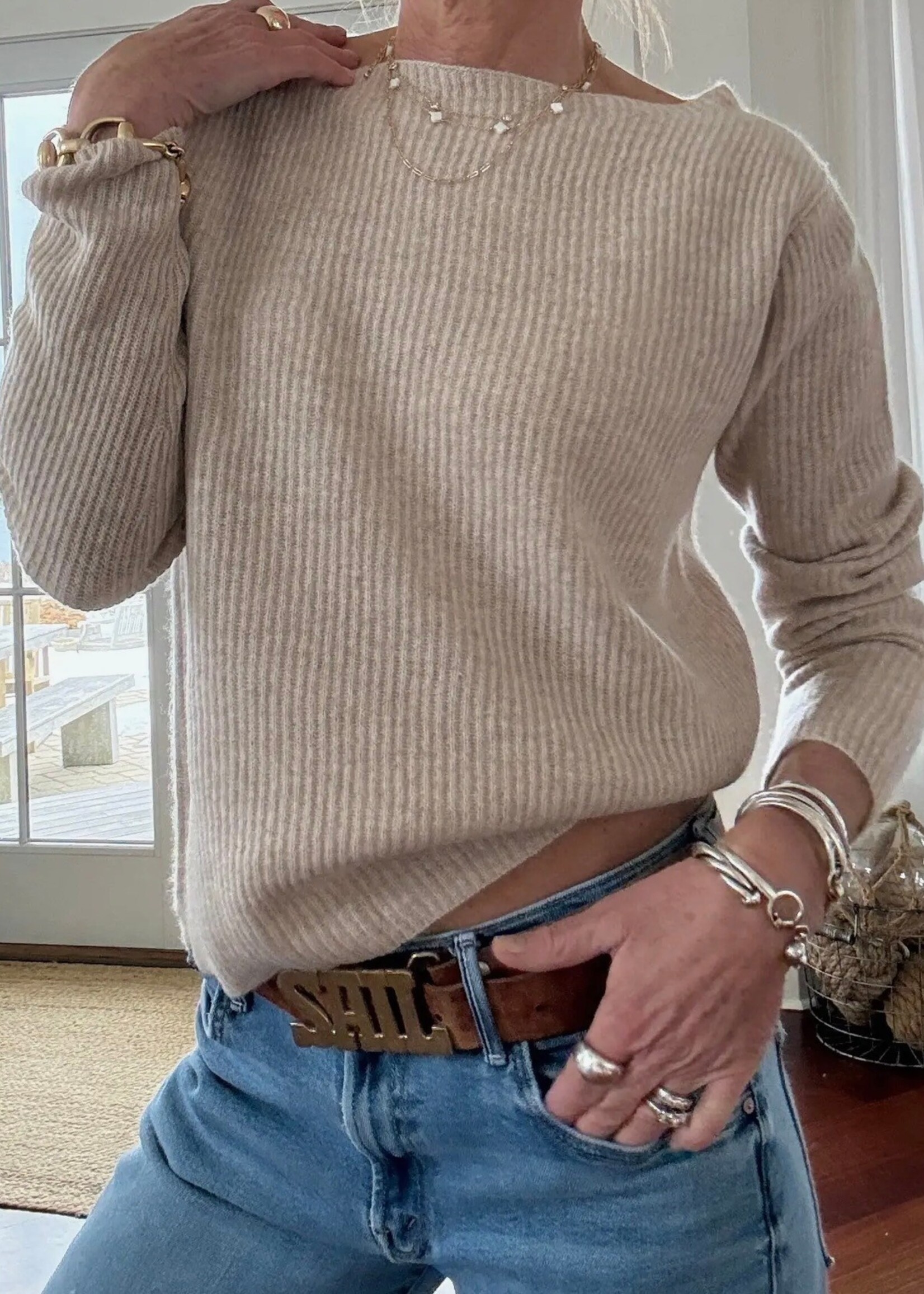 Pink Pineapple Mariner 100% Cashmere Boatneck Sweater