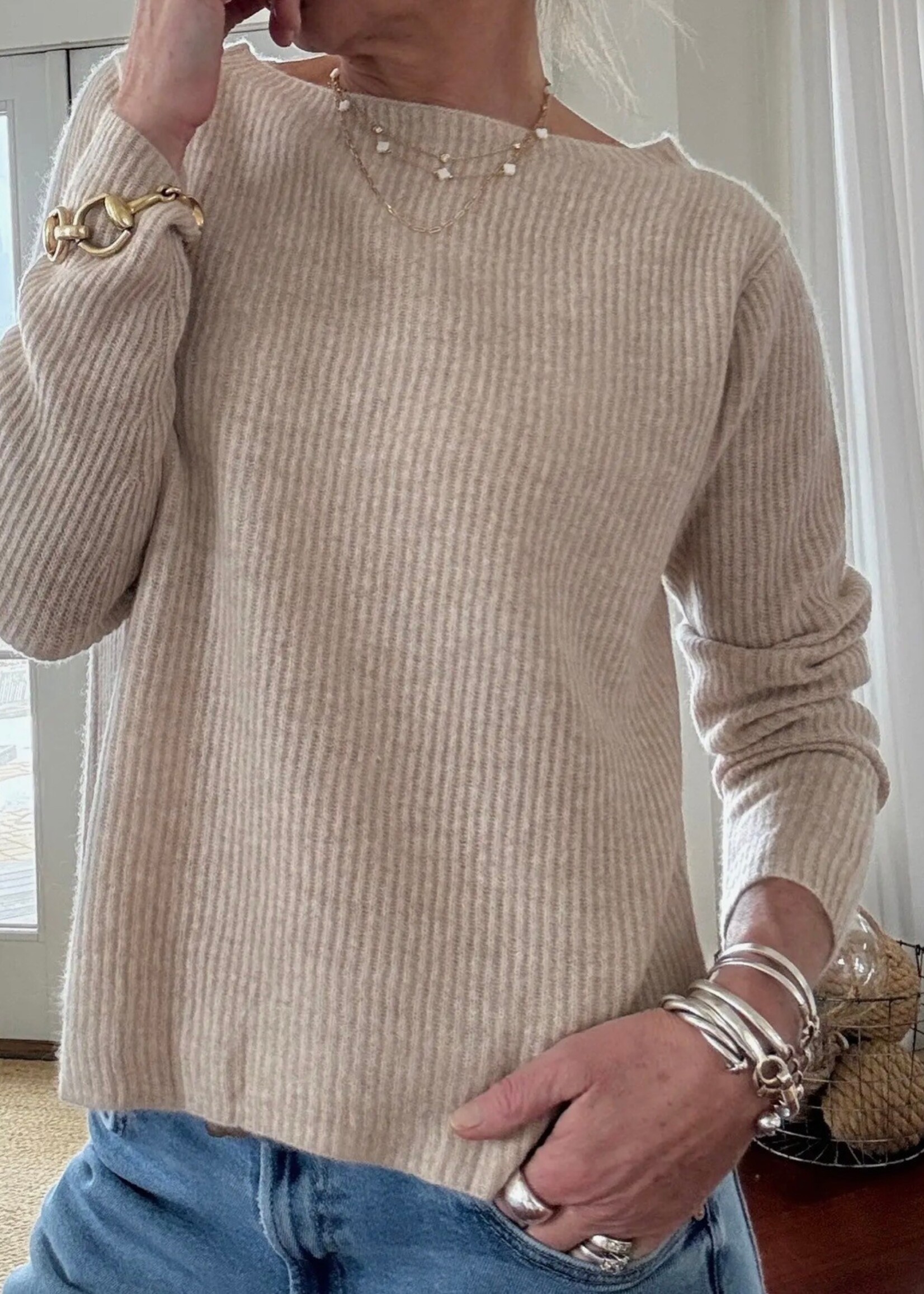 Pink Pineapple Mariner 100% Cashmere Boatneck Sweater
