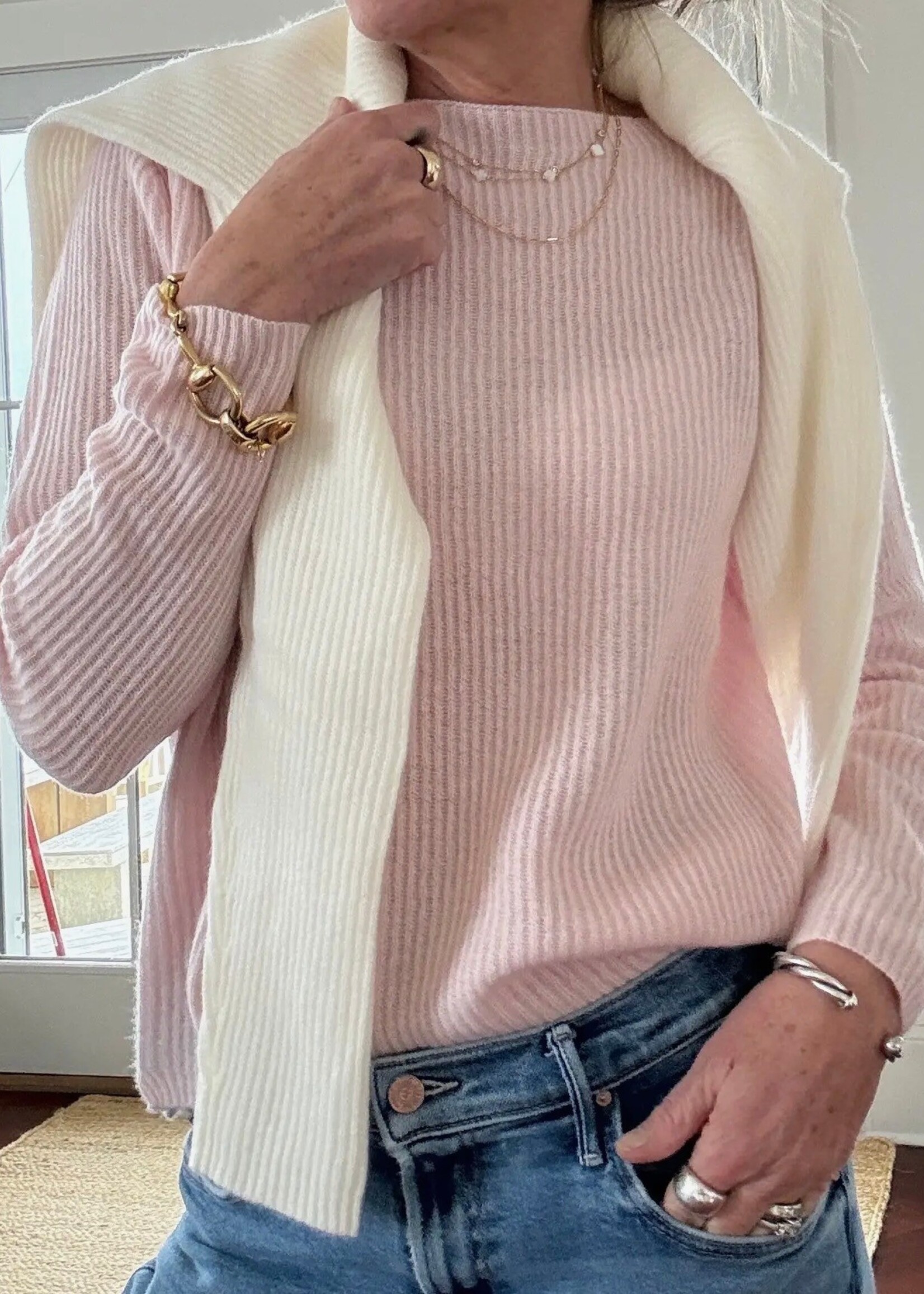 Pink Pineapple Mariner 100% Cashmere Boatneck Sweater