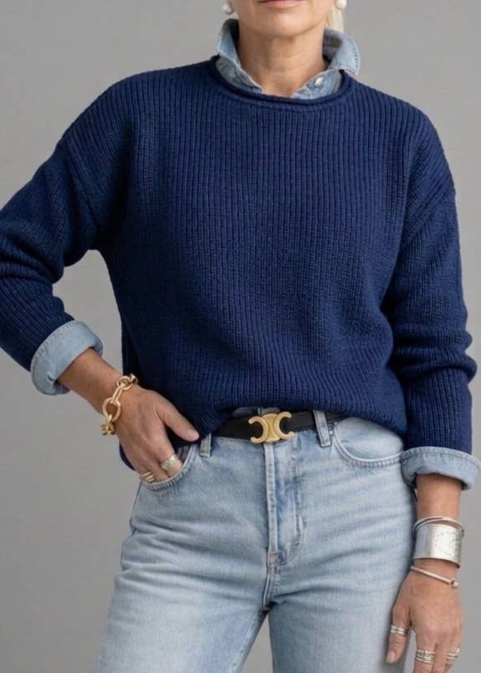 Pink Pineapple Chloe Solid Rollneck Sweater