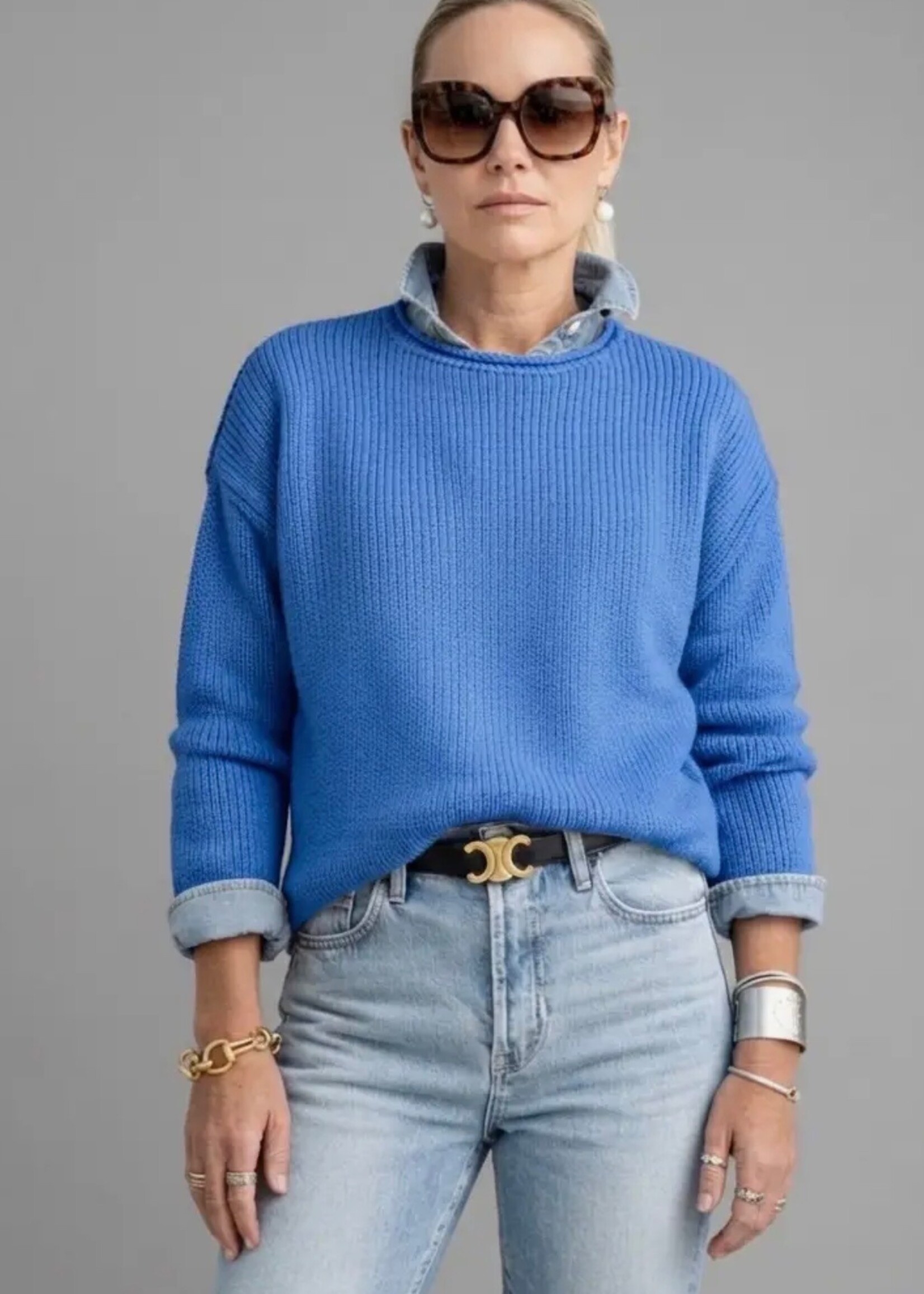 Pink Pineapple Chloe Solid Rollneck Sweater