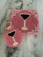 Pink Pineapple Beaded Coin Purse