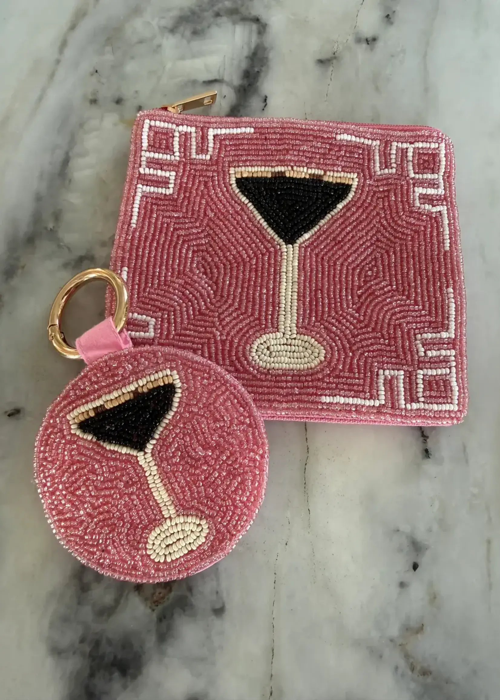 Pink Pineapple Beaded Key Rings