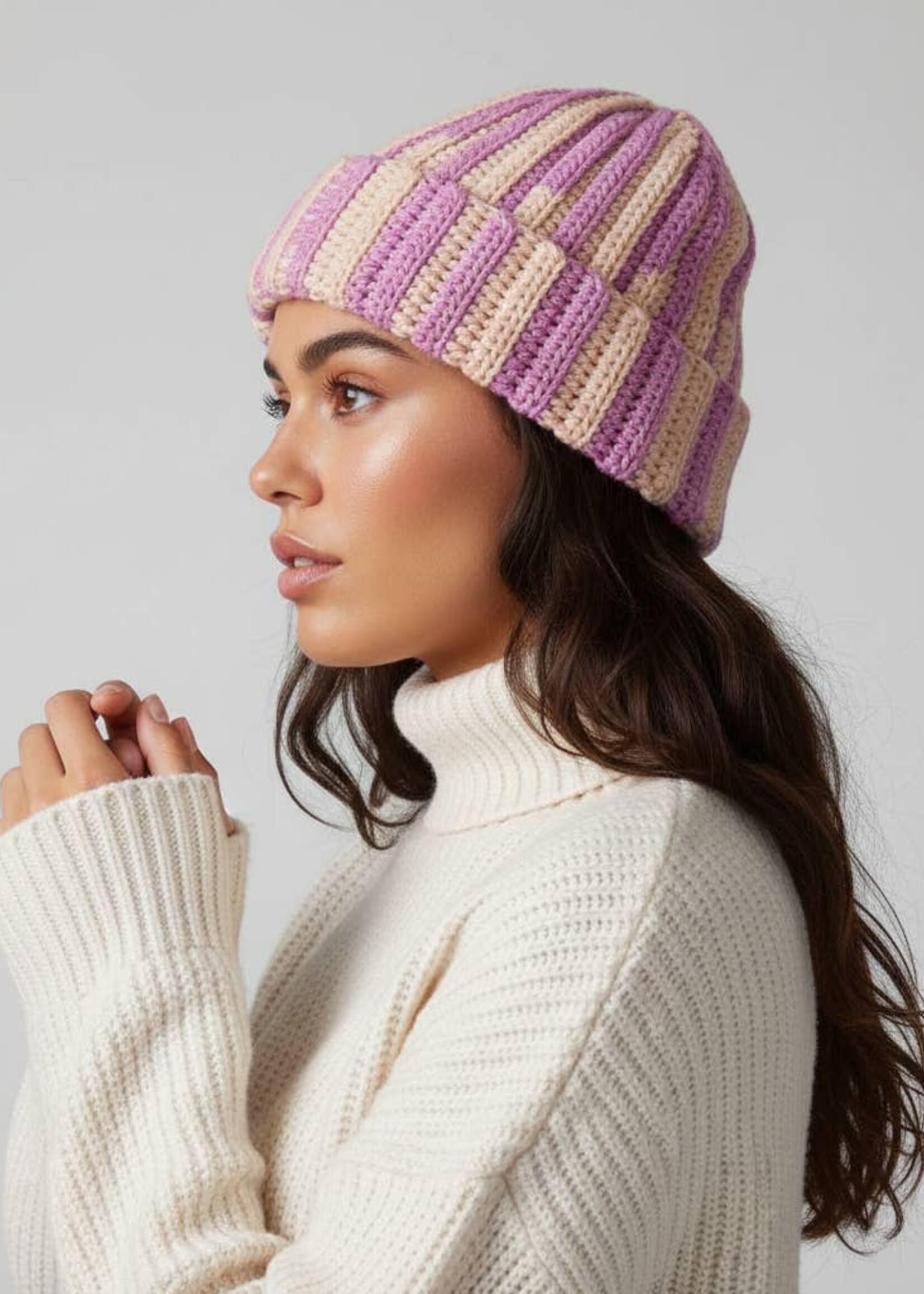 Saachi Beanie Candy Striped Chunky