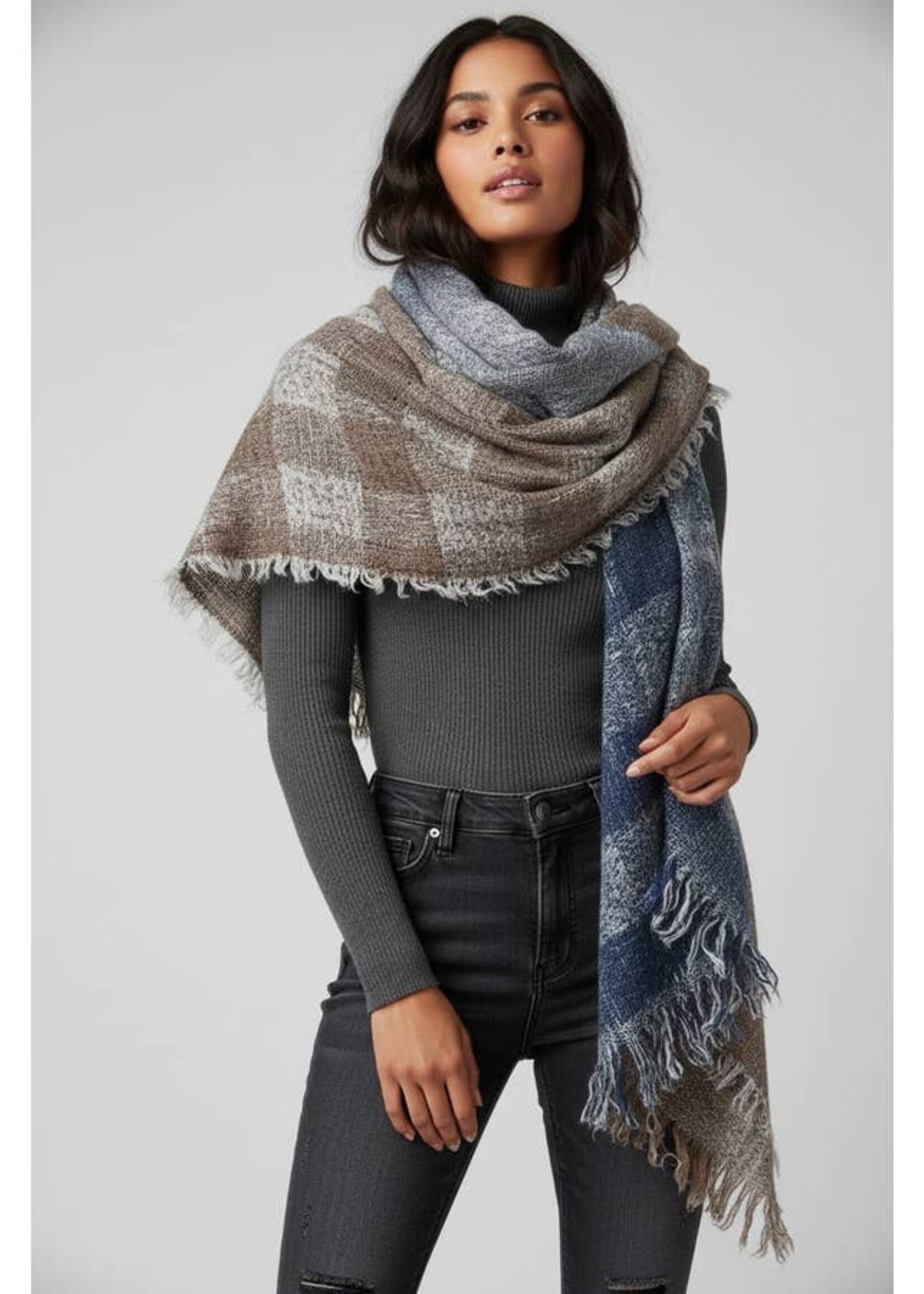 Saachi Striped Fringed Ombre Scarf