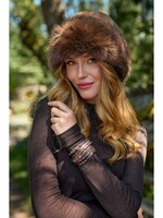Saachi Faux Fur Plush Hat - Brown