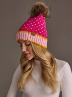 Panache Apparel Co. Pom Beanie Hearts Pink, White & Lt. Pink