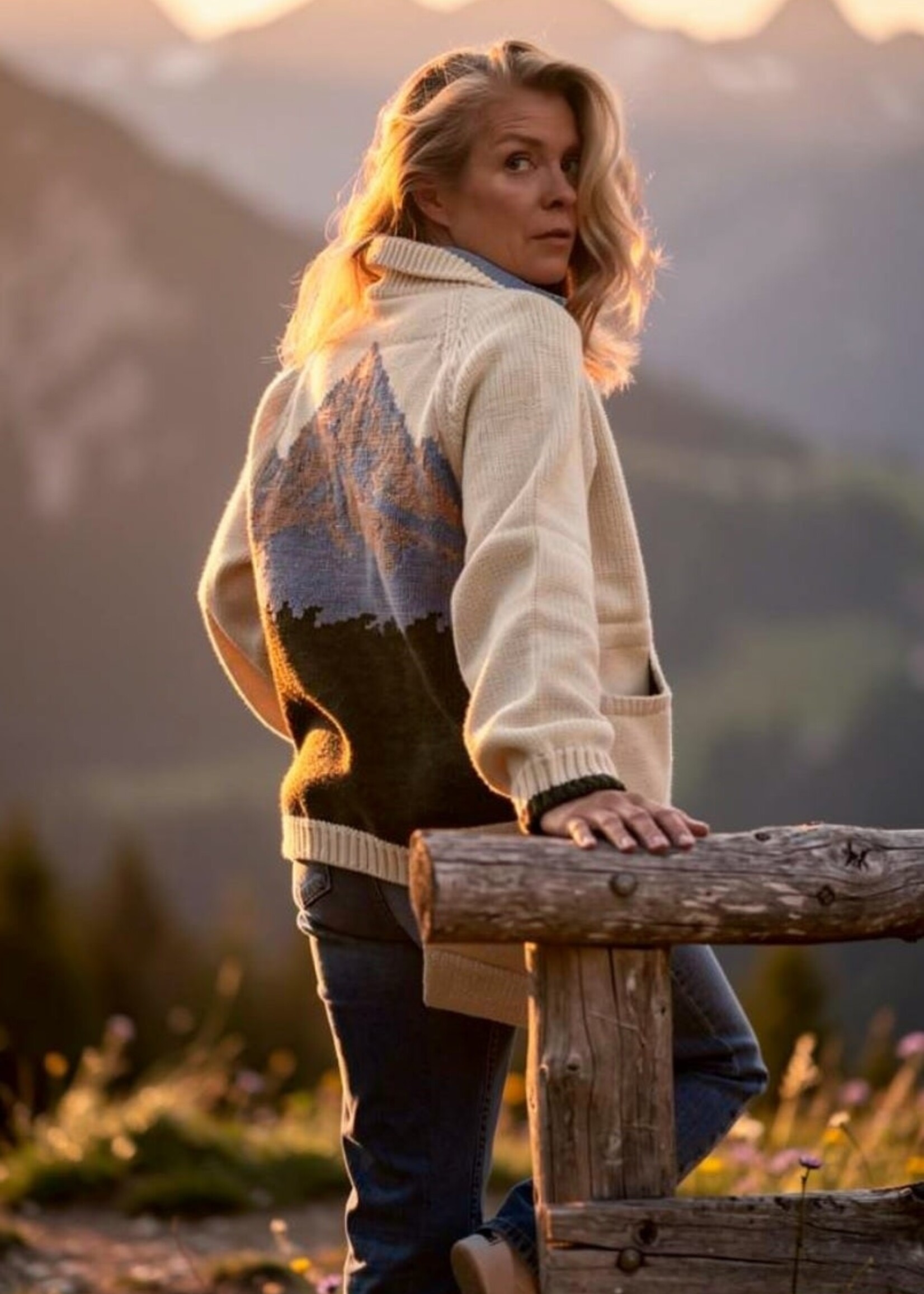 Pink Pineapple Mountain Range Varsity Cardigan