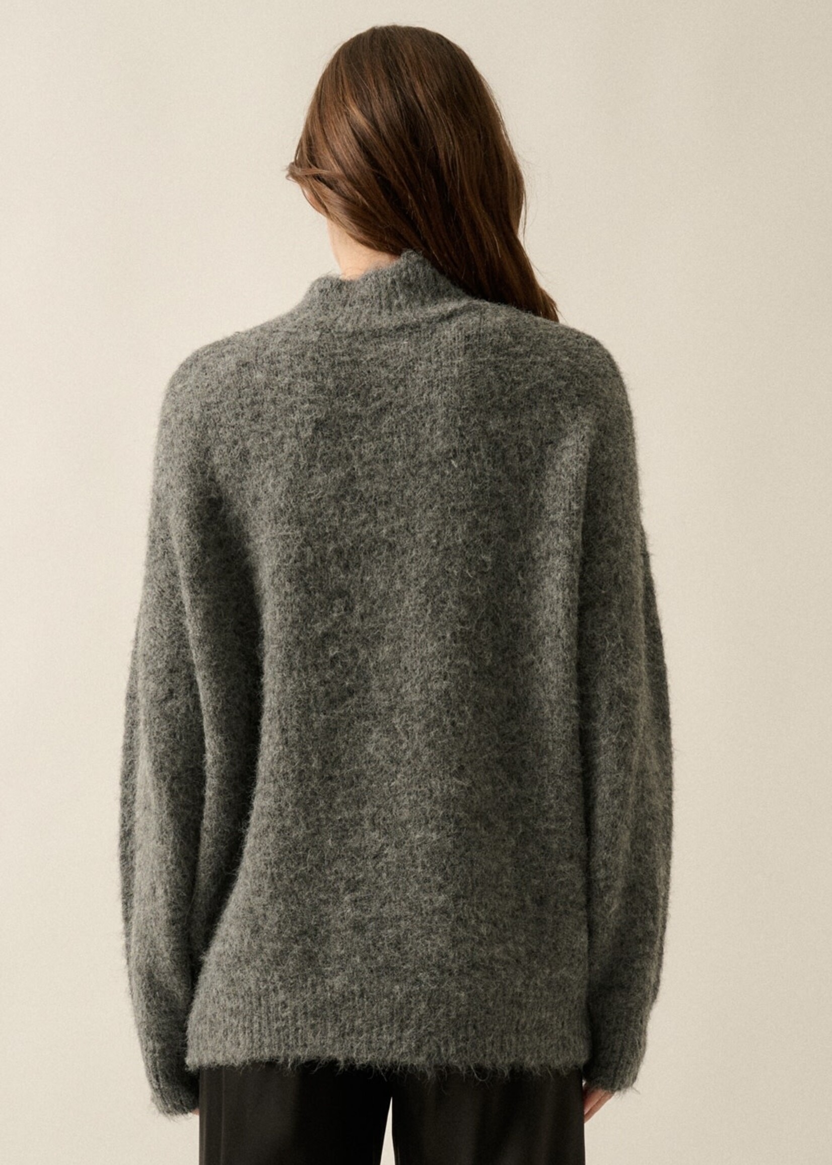 Promesa USA Dalmatian Fuzzy Jacquard-Knit Mock-Neck Sweater
