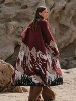 Promesa USA Mountain Landscape Jacquard-Knit Open-Front Duster Cardigan