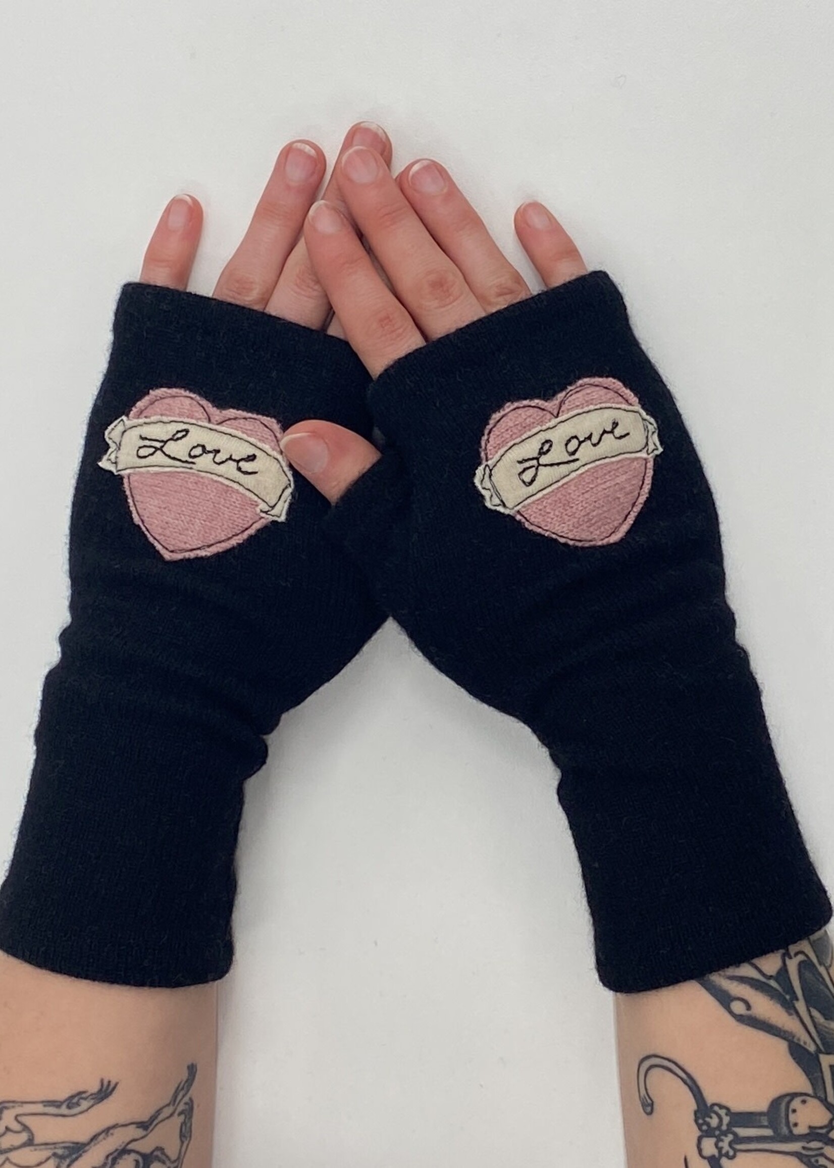 Sardine Clothing Co. Fingerless Gloves - Tattoo Heart Love