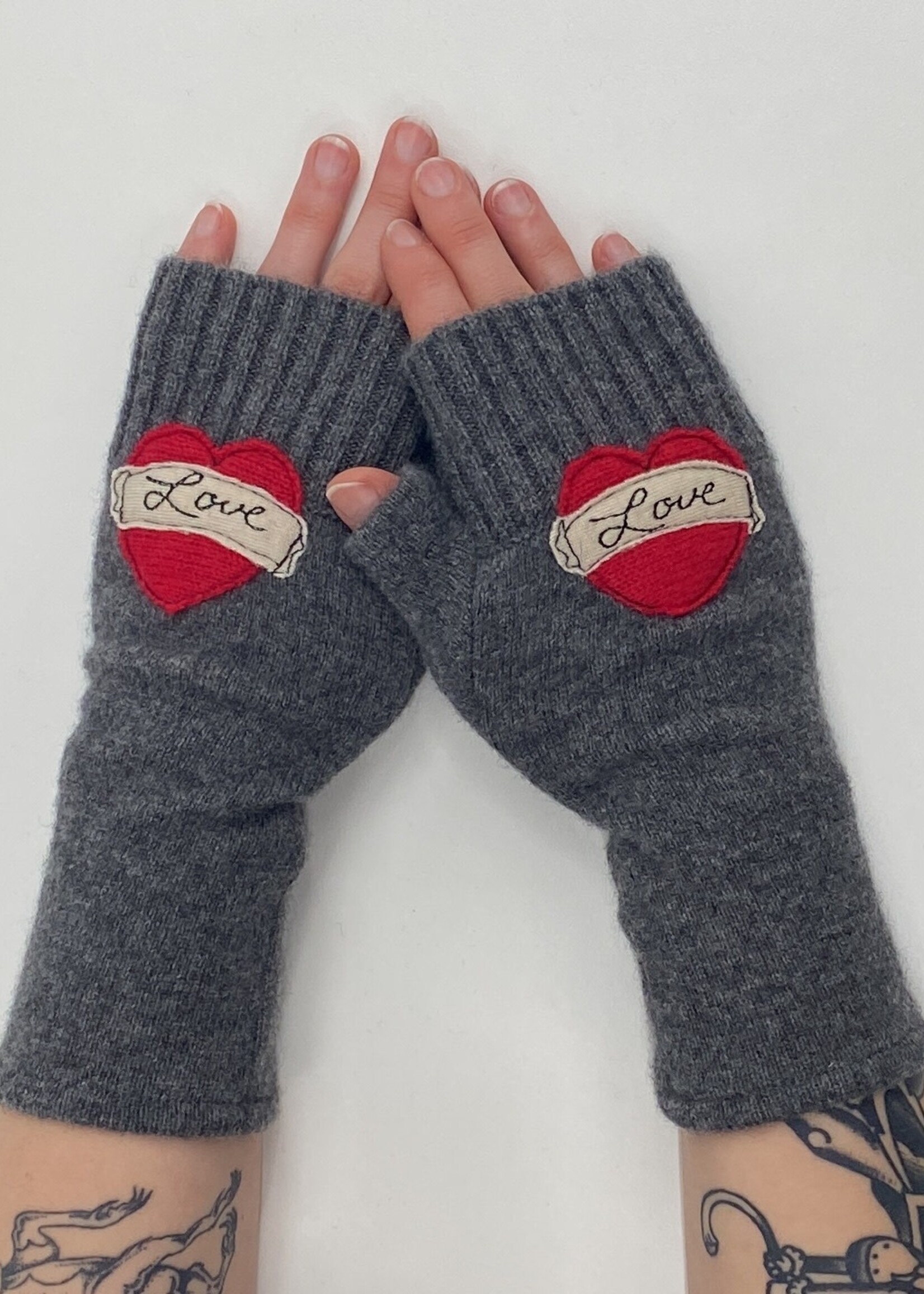 Sardine Clothing Co. Fingerless Gloves - Tattoo Heart Love
