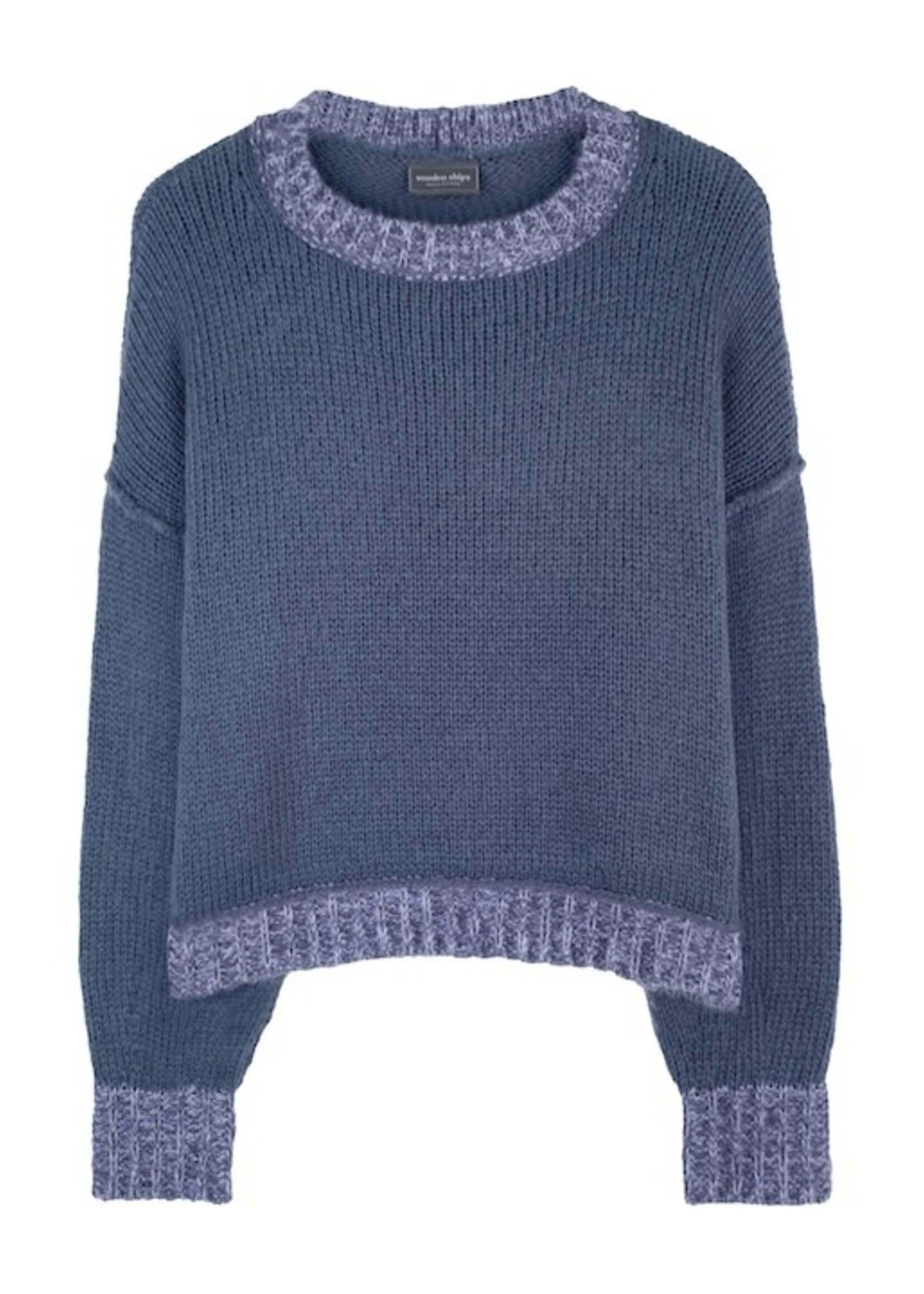 Wooden Ships Lara Marl Trim Crew Chunky Cotton