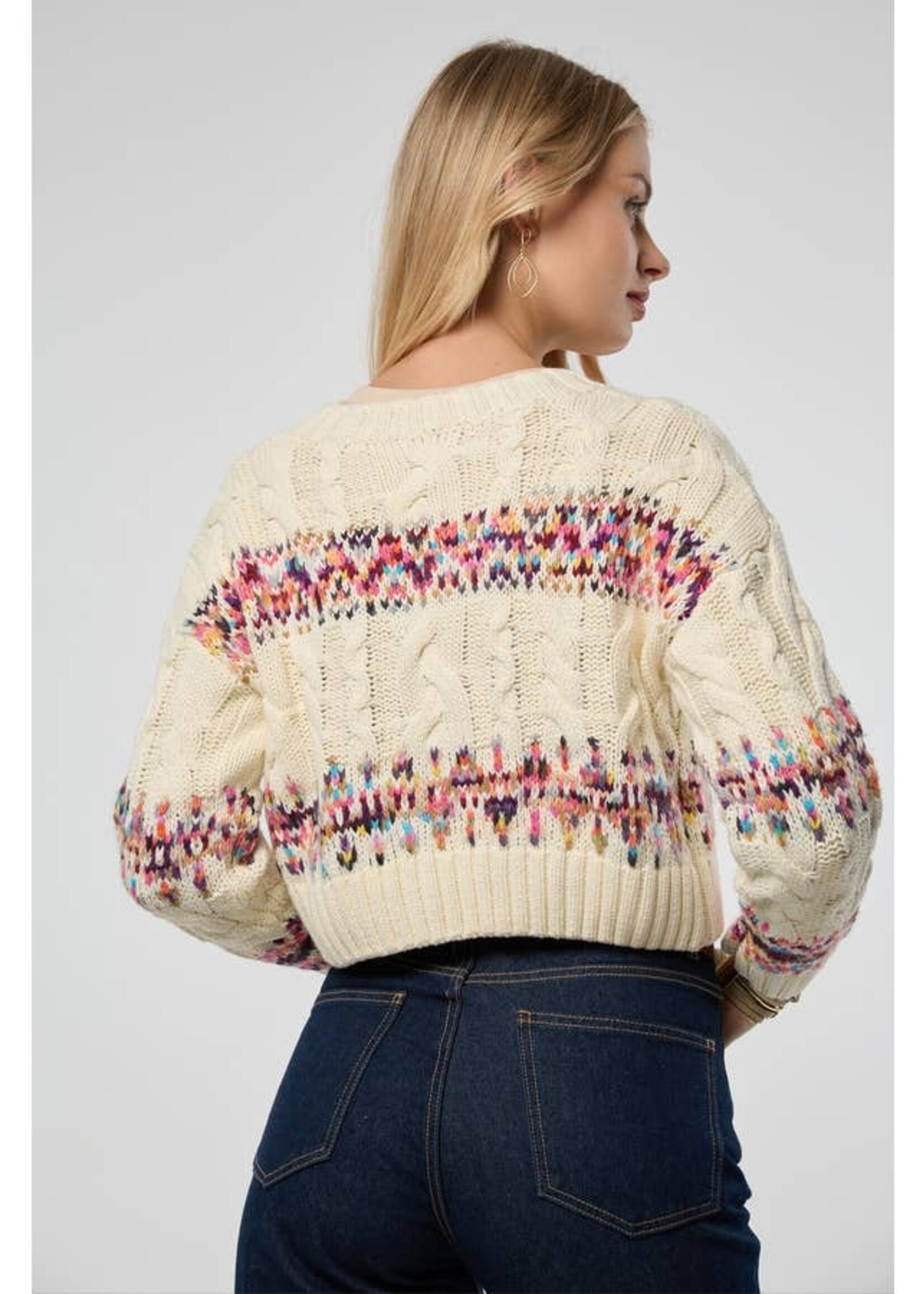Saachi Fair Isle Cable Knit Cardigan