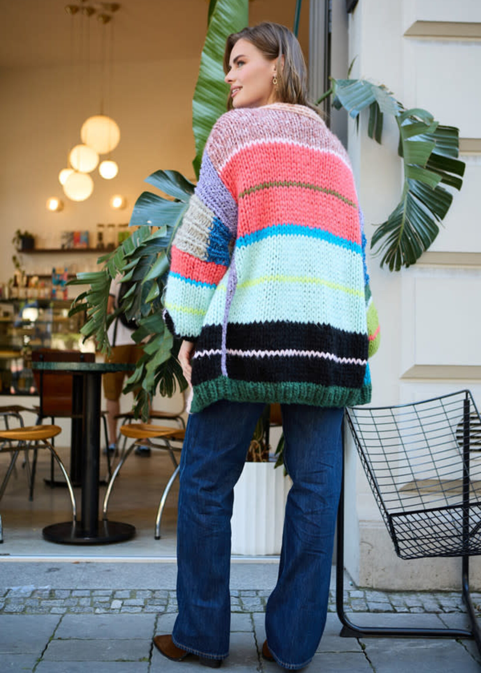 Saachi Knitted Rainbow Multitoned Cardigan