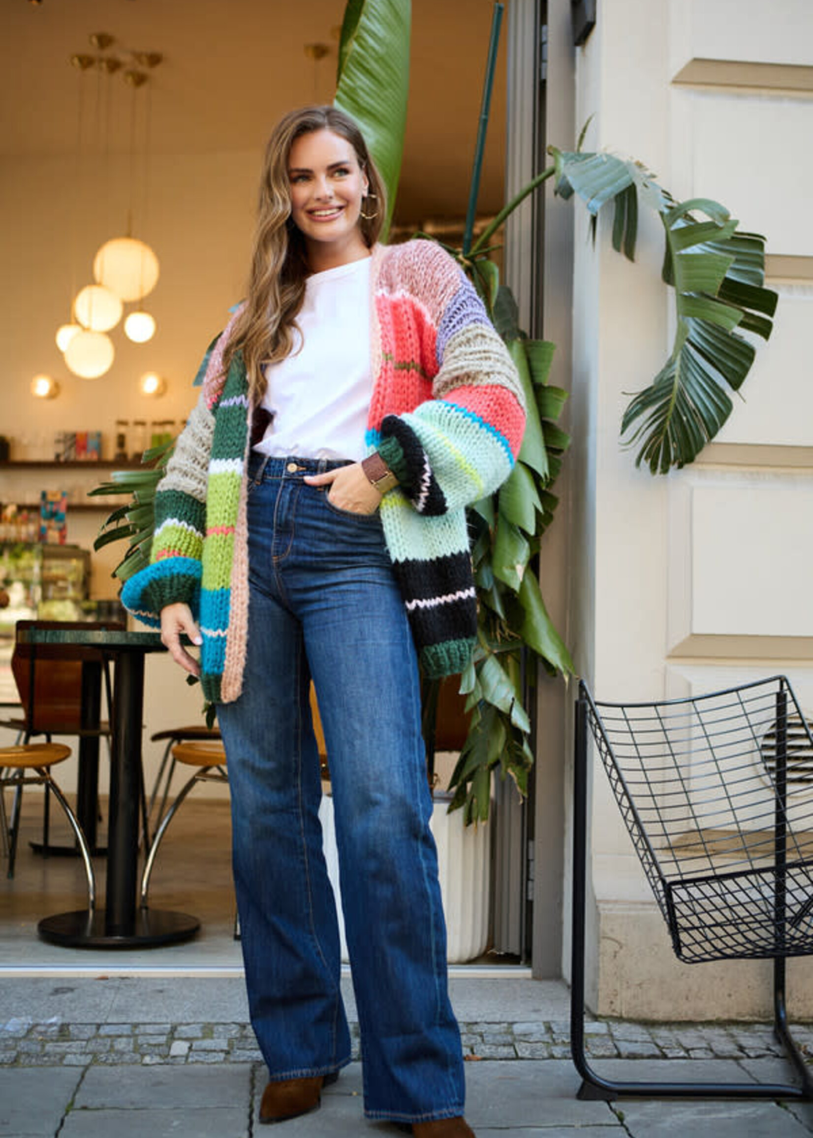 Saachi Knitted Rainbow Multitoned Cardigan