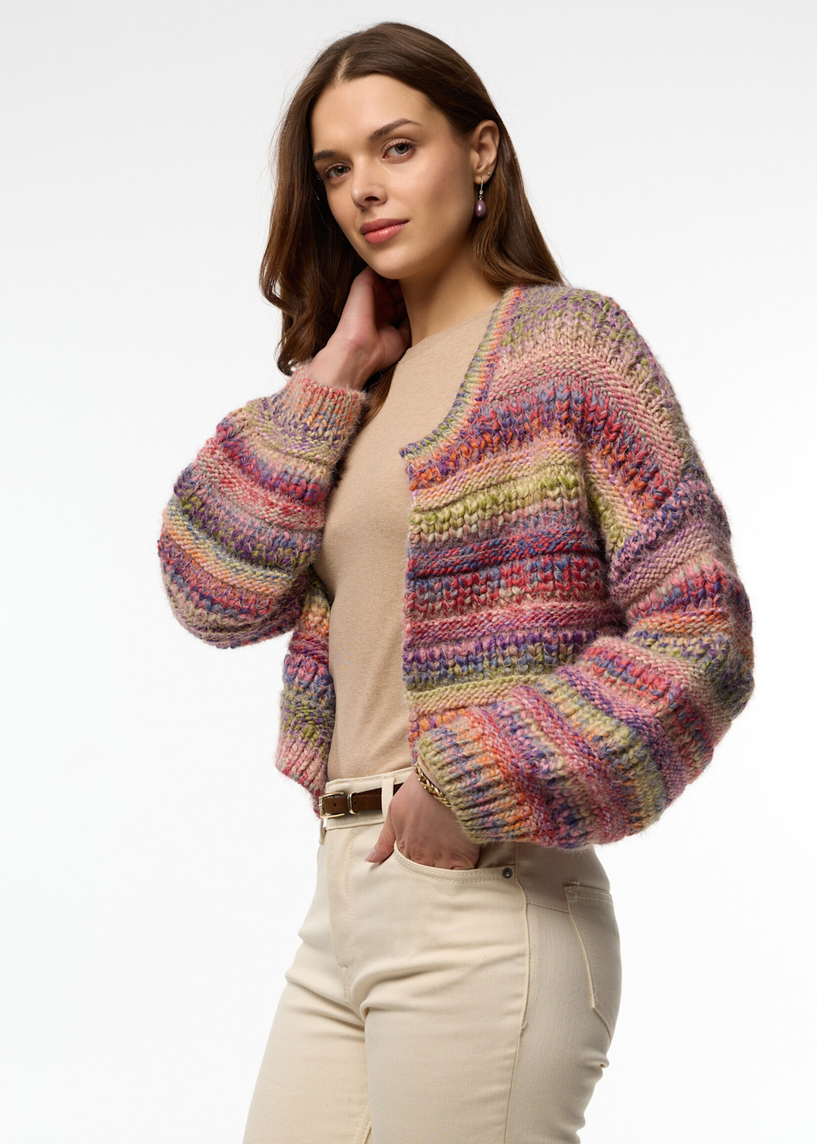 Saachi Multicolored Crop Knit Cardi