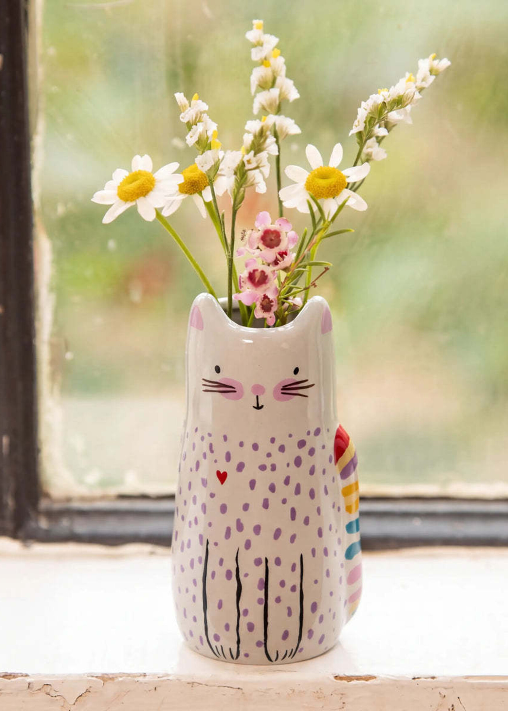 Bud Vase Grey Cat