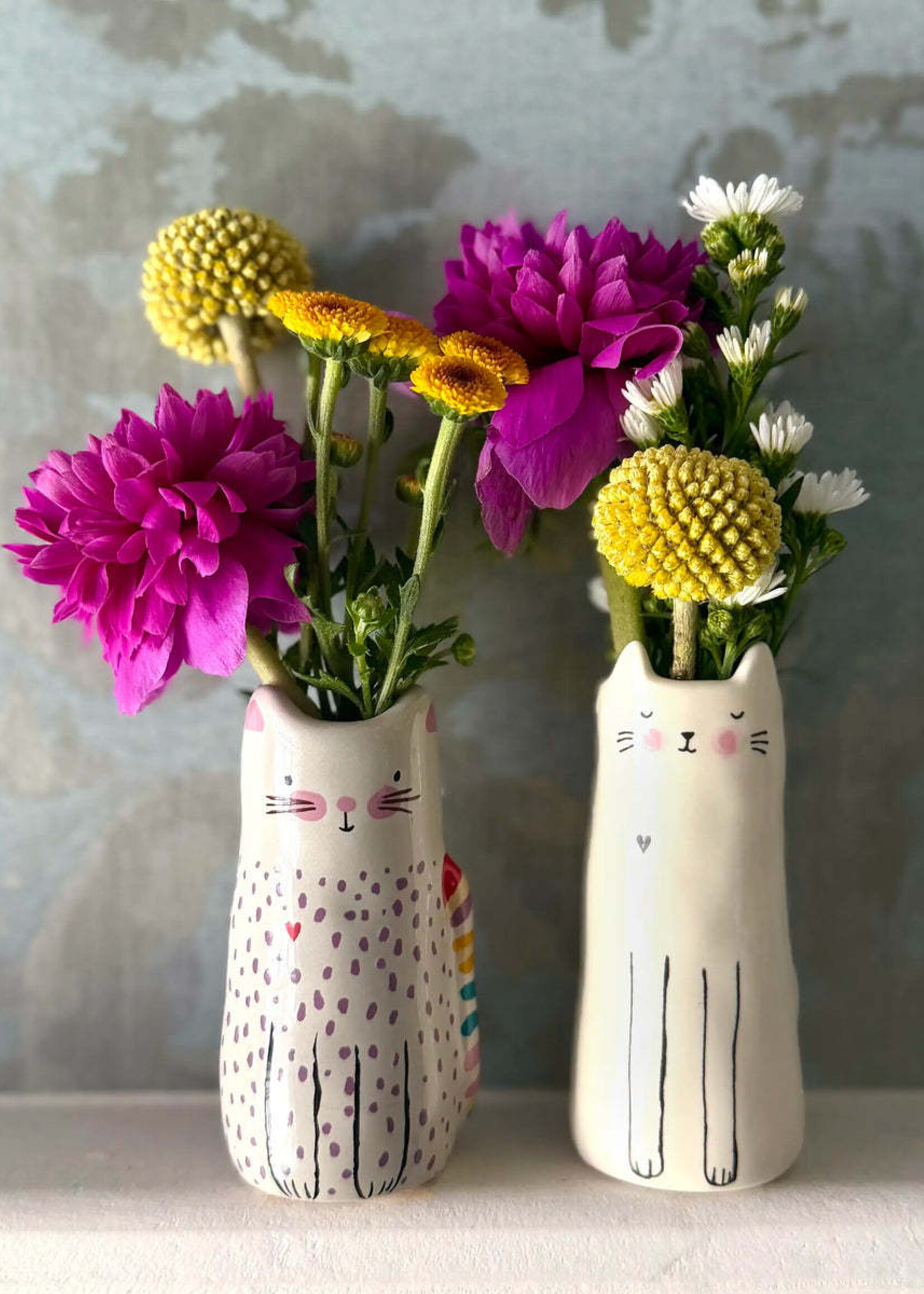 Bud Vase Grey Cat