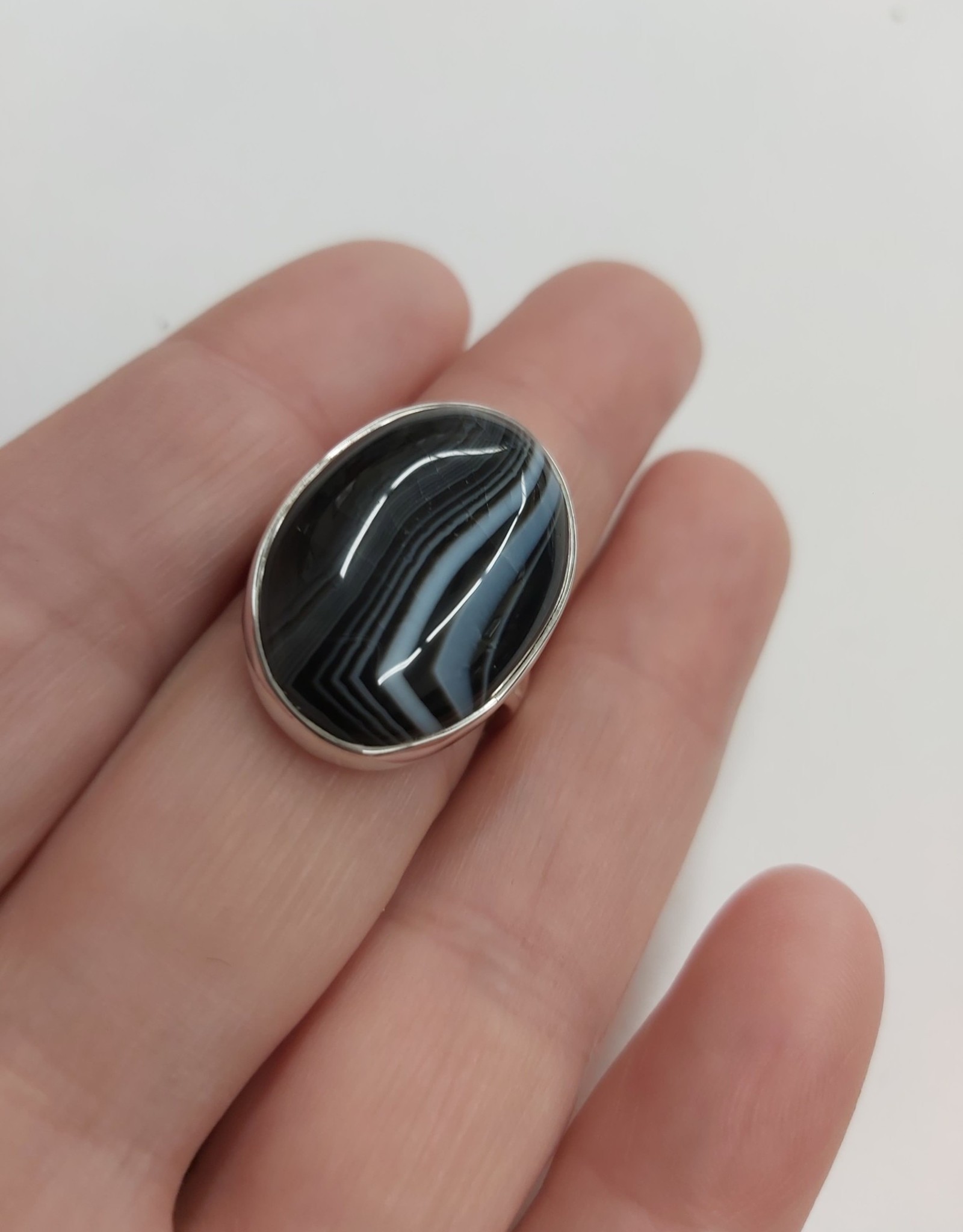 Onyx Ring - Size 7 Sterling Silver