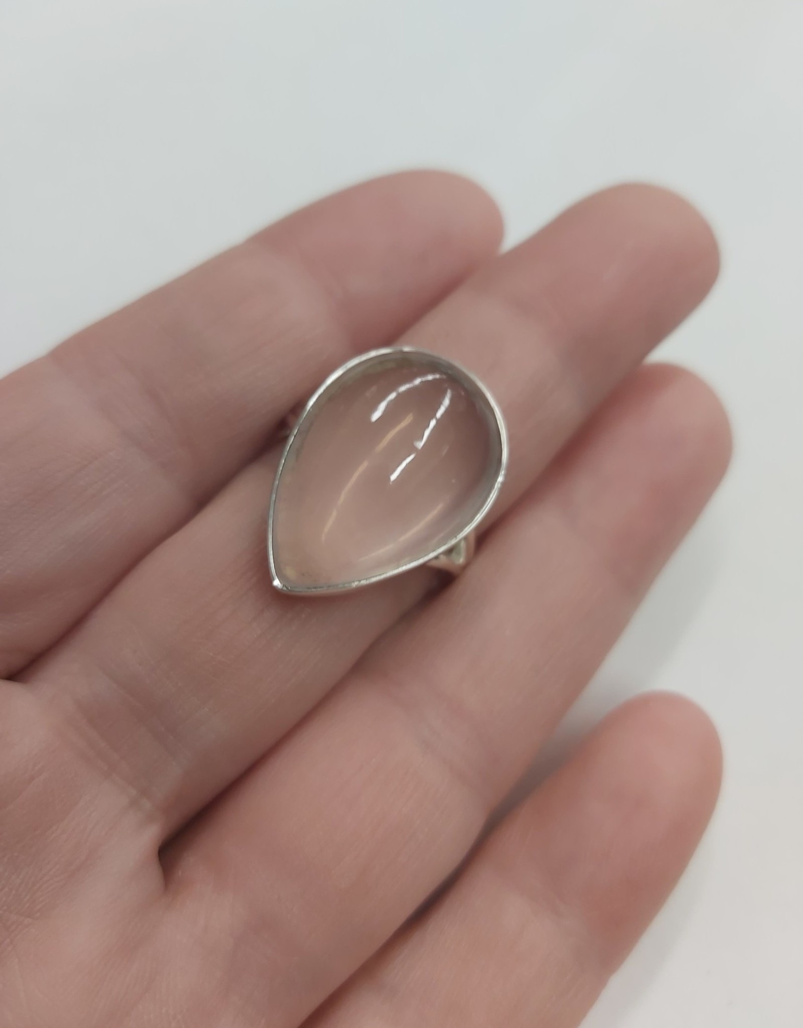 Rose Quartz Ring - Size 8 Sterling Silver
