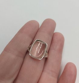 Rose Quartz Ring B - Size 8 Sterling Silver