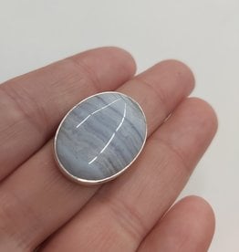 Blue Lace Agate Ring - Size 9 Sterling Silver