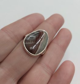 Red Lace Agate Ring - Size 9 Sterling Silver
